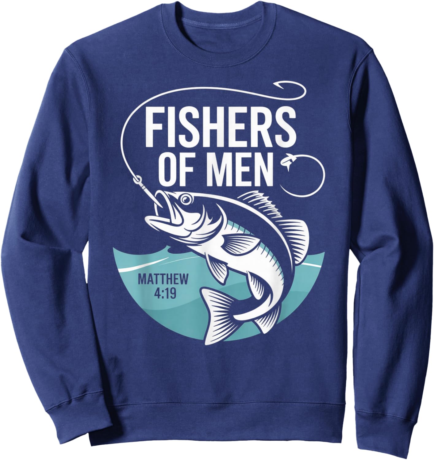 Christian Angler Fishers of Men Matthew 4 19 Verse Sweatshirt - Sweatshirt | Navy