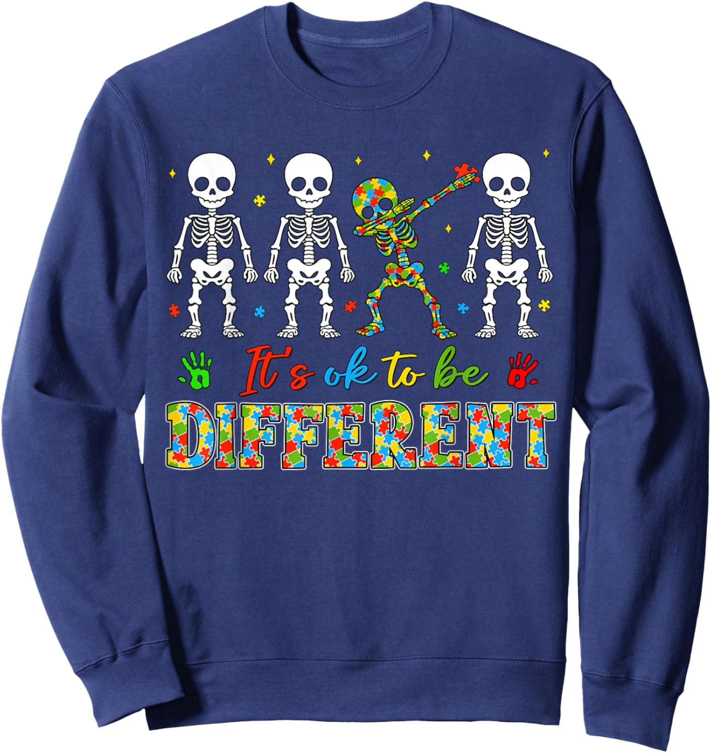 It's Ok to Be Different Skeleton Autism Awareness Kids Boys Sweatshirt - Sweatshirt | Navy