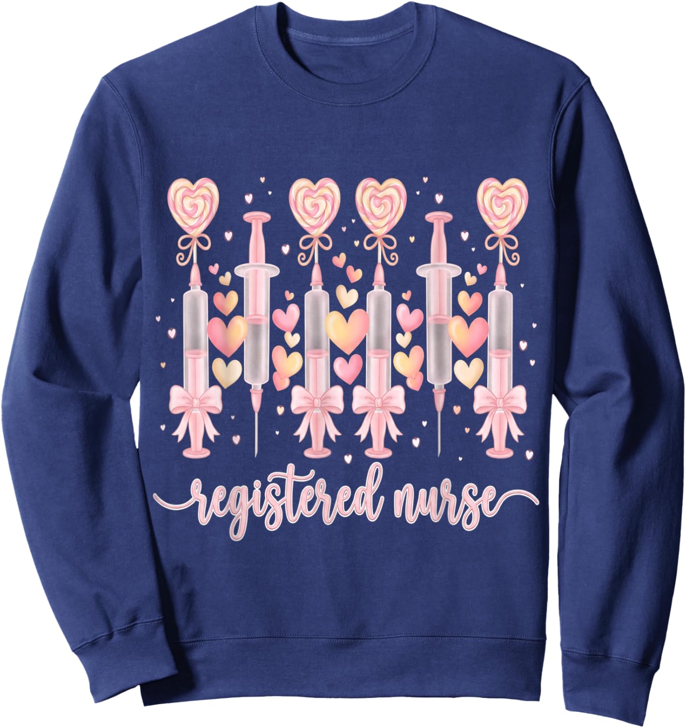 Healthcare Heart Registered Nurse RN Valentines Nurses Sweatshirt - Sweatshirt | Navy