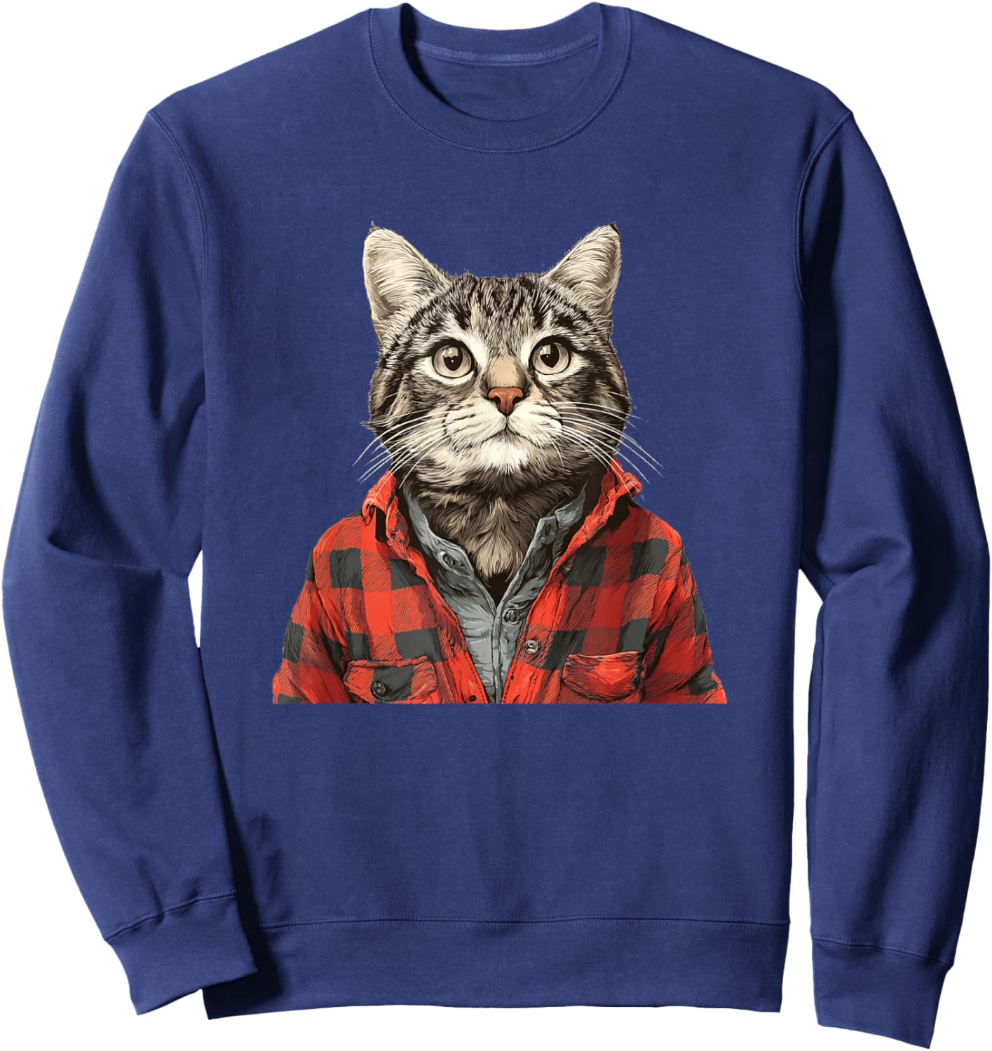 Awesome Flannel Cat Look Sweatshirt - Sweatshirt | Navy