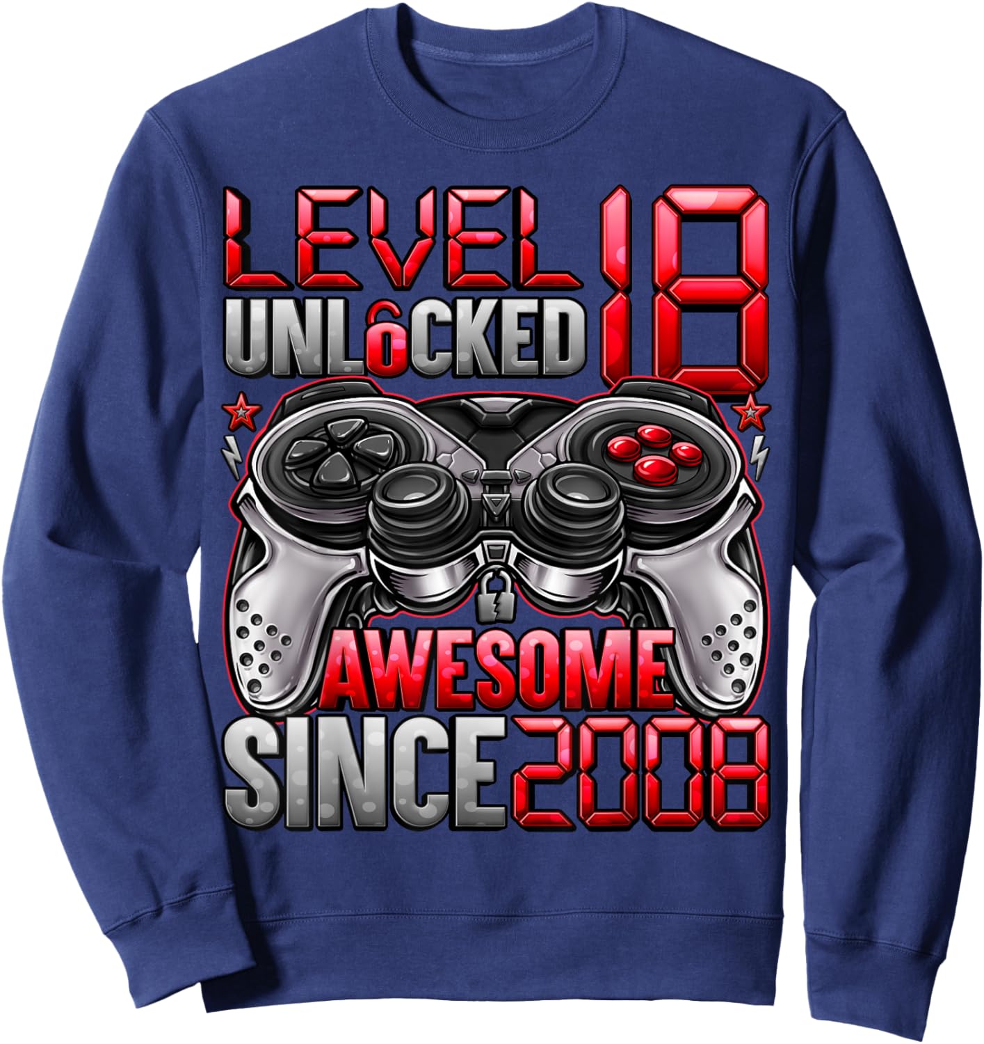 Level 18 Unlocked 18 Year Old Gifts Boys 18th Birthday Boy Sweatshirt - Sweatshirt | Navy
