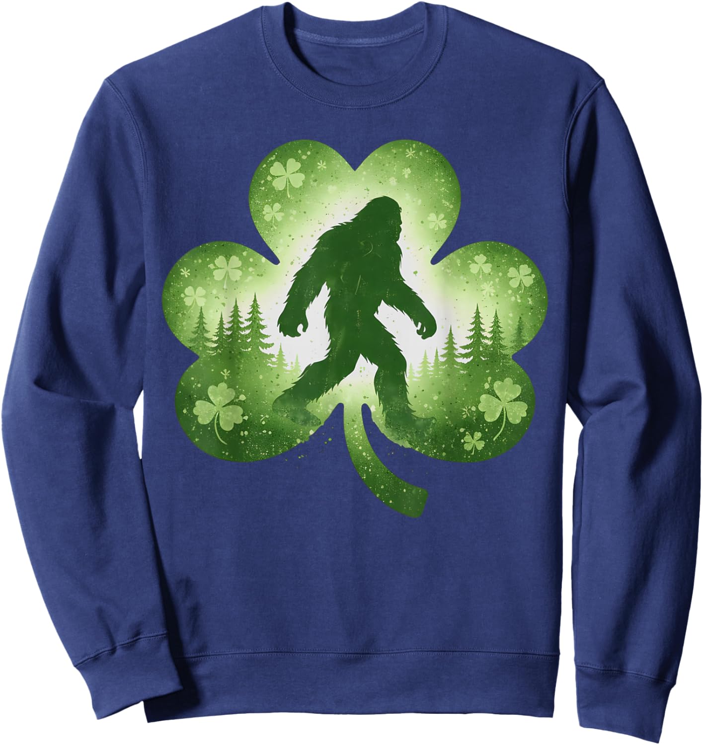 St Patricks Day Bigfoot Sasquatch Shamrock Men Women Kids Sweatshirt - Sweatshirt | Navy