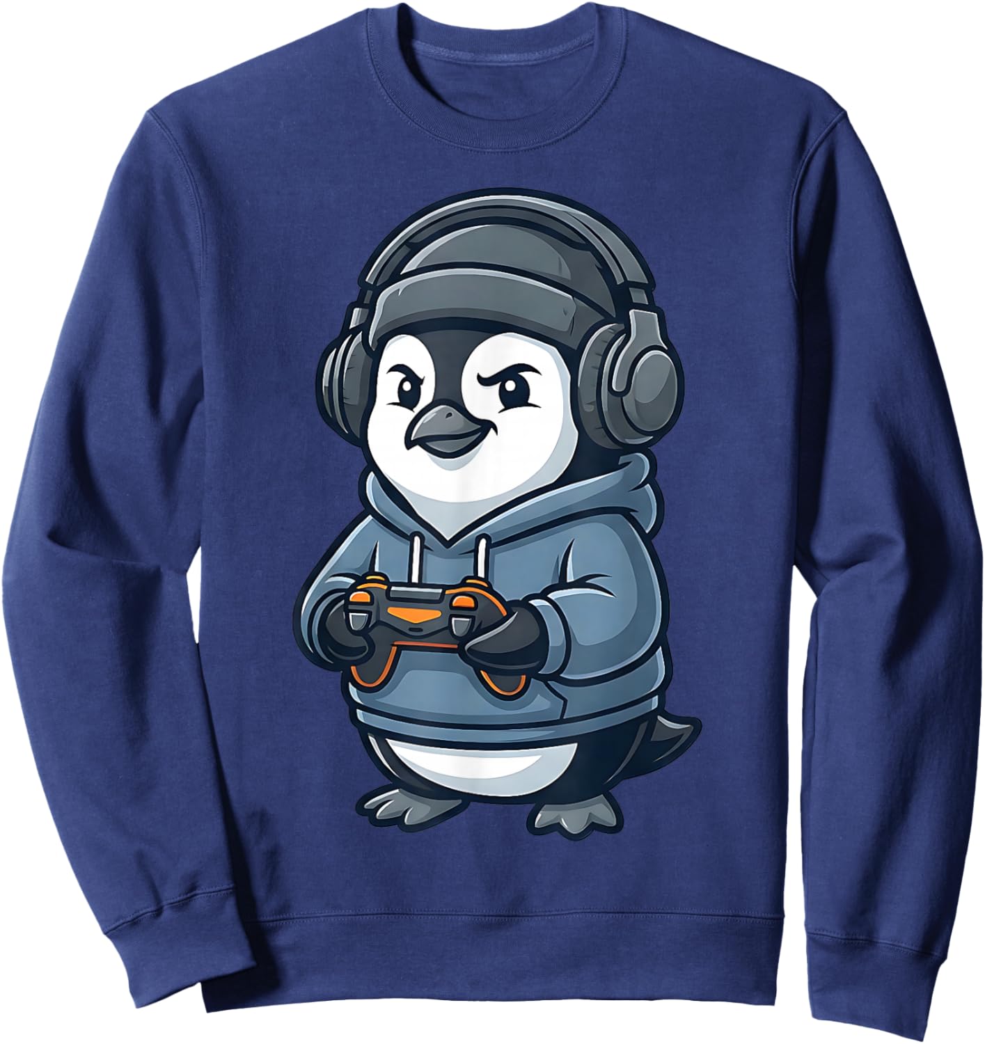 Funny Penguin Gaming Video Games Animal Gamer Kids Sweatshirt - Sweatshirt | Navy
