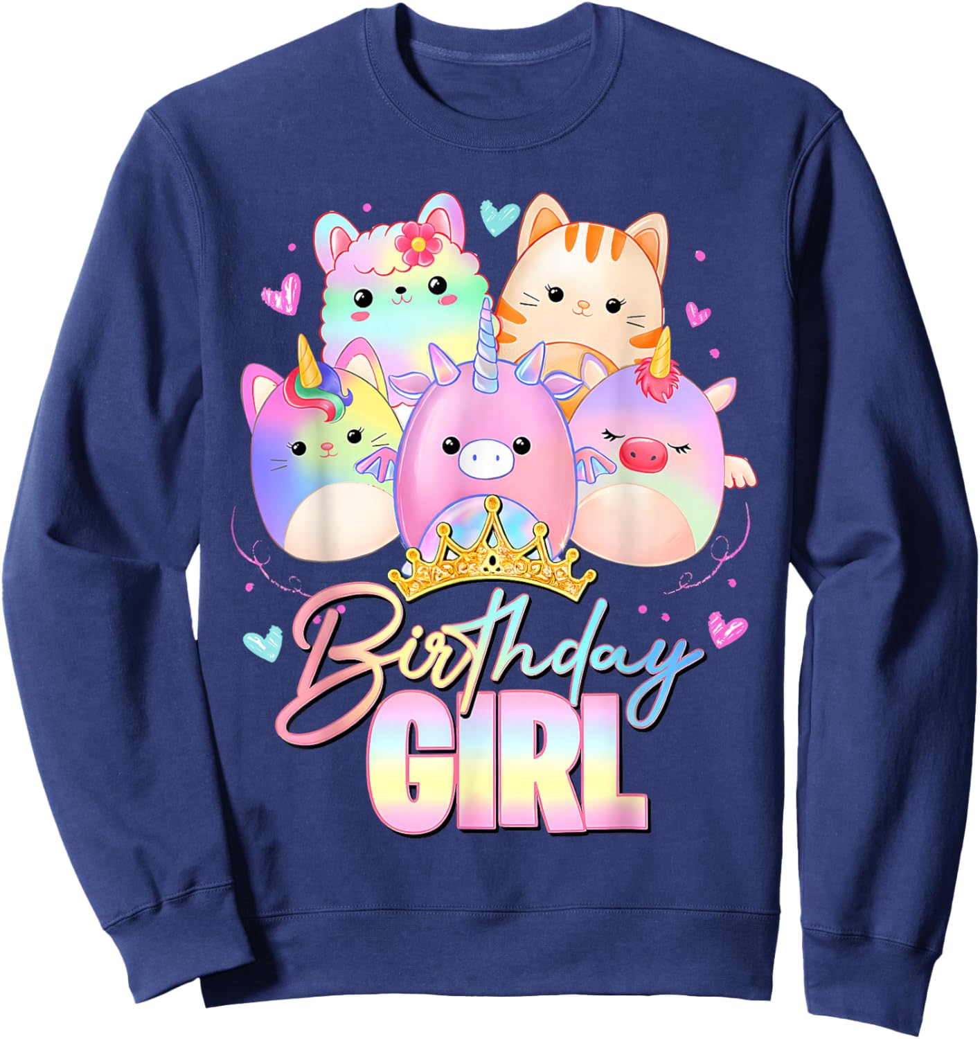 Cute Birthday Girl Squish Squad Funny Birthday Party Costume Sweatshirt - Sweatshirt | Navy