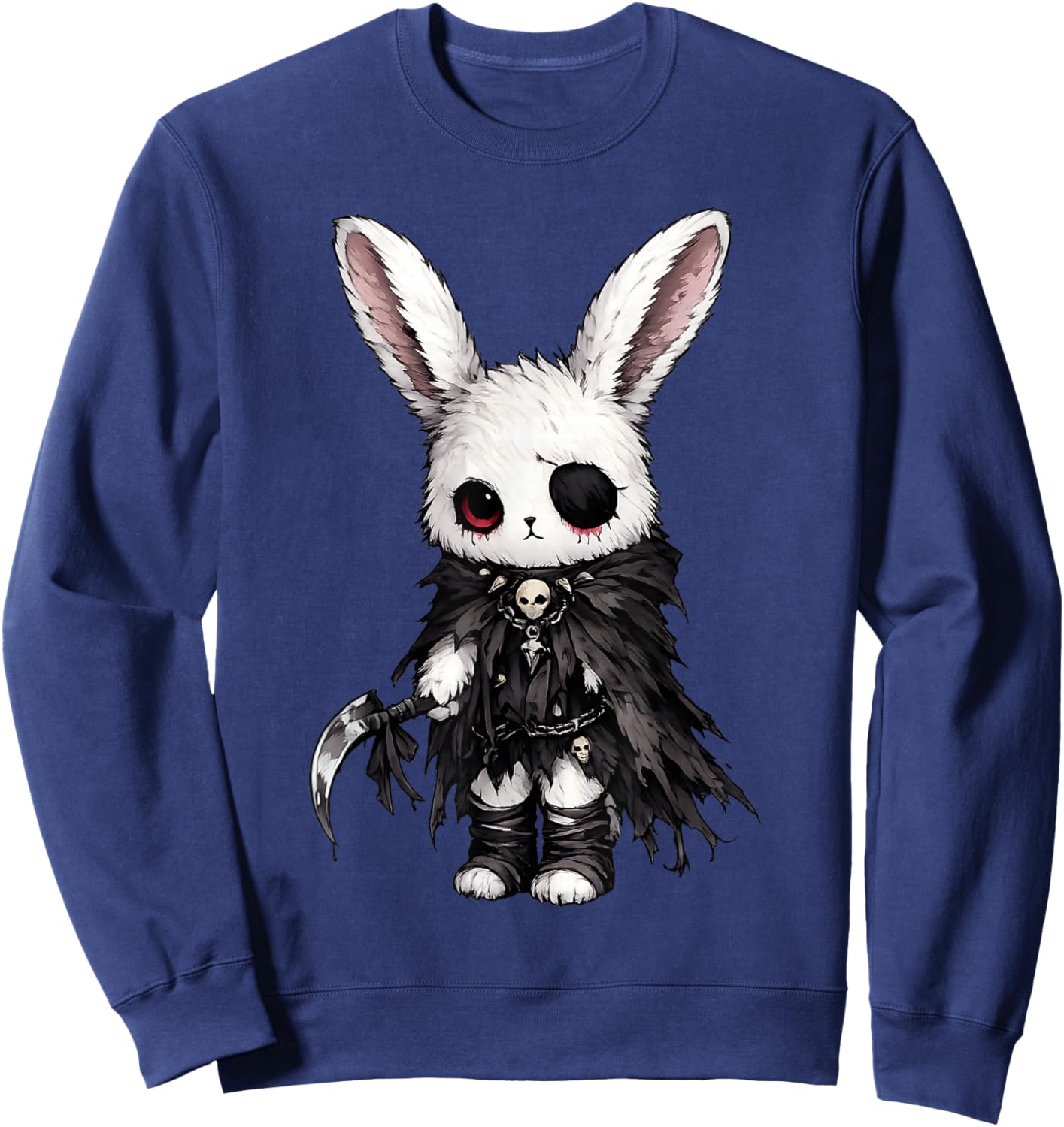 Creepy Cute Kawaii Bunny Horror Aesthetic Goth Rabbit Sweatshirt - Sweatshirt | Navy