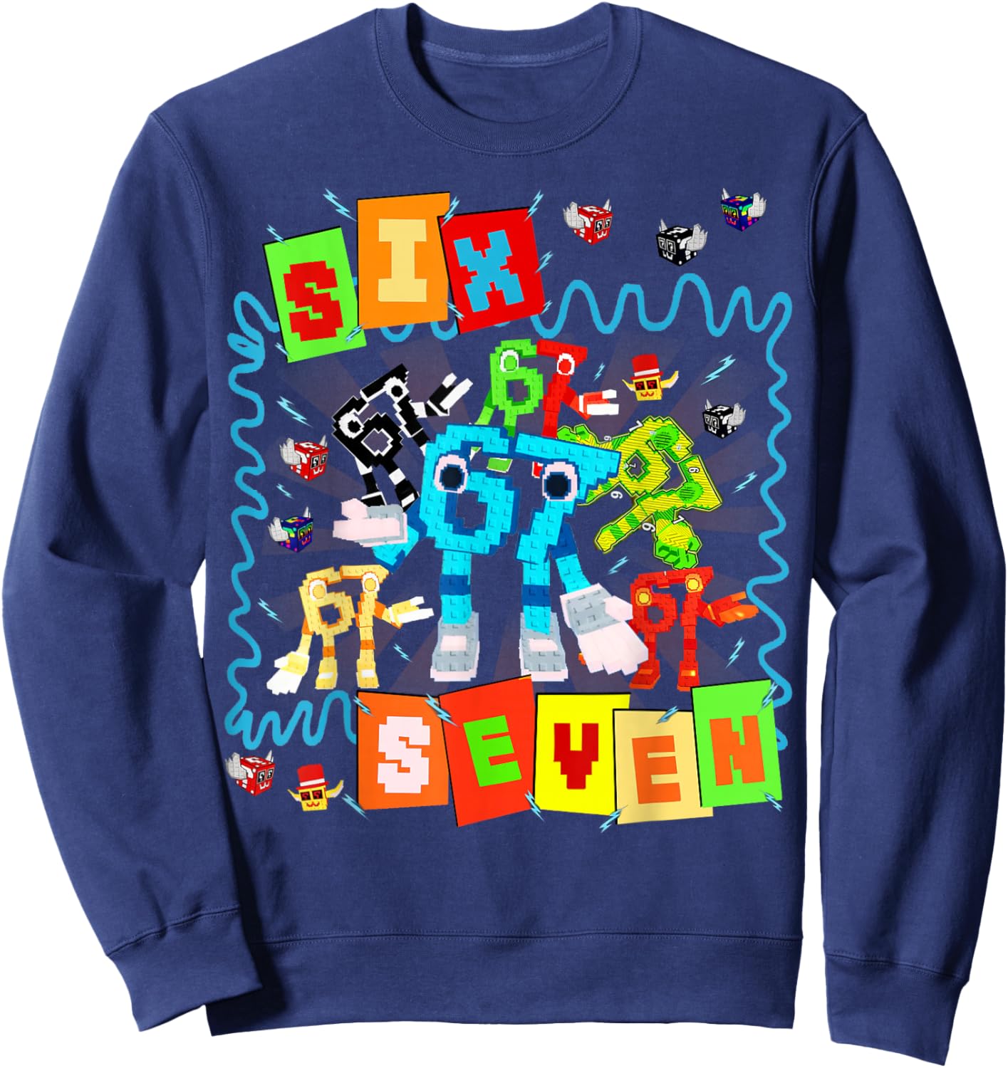 Six Seven 67 Brainrot Gaming Funny Gifts Boys Kids Sweatshirt - Sweatshirt | Navy