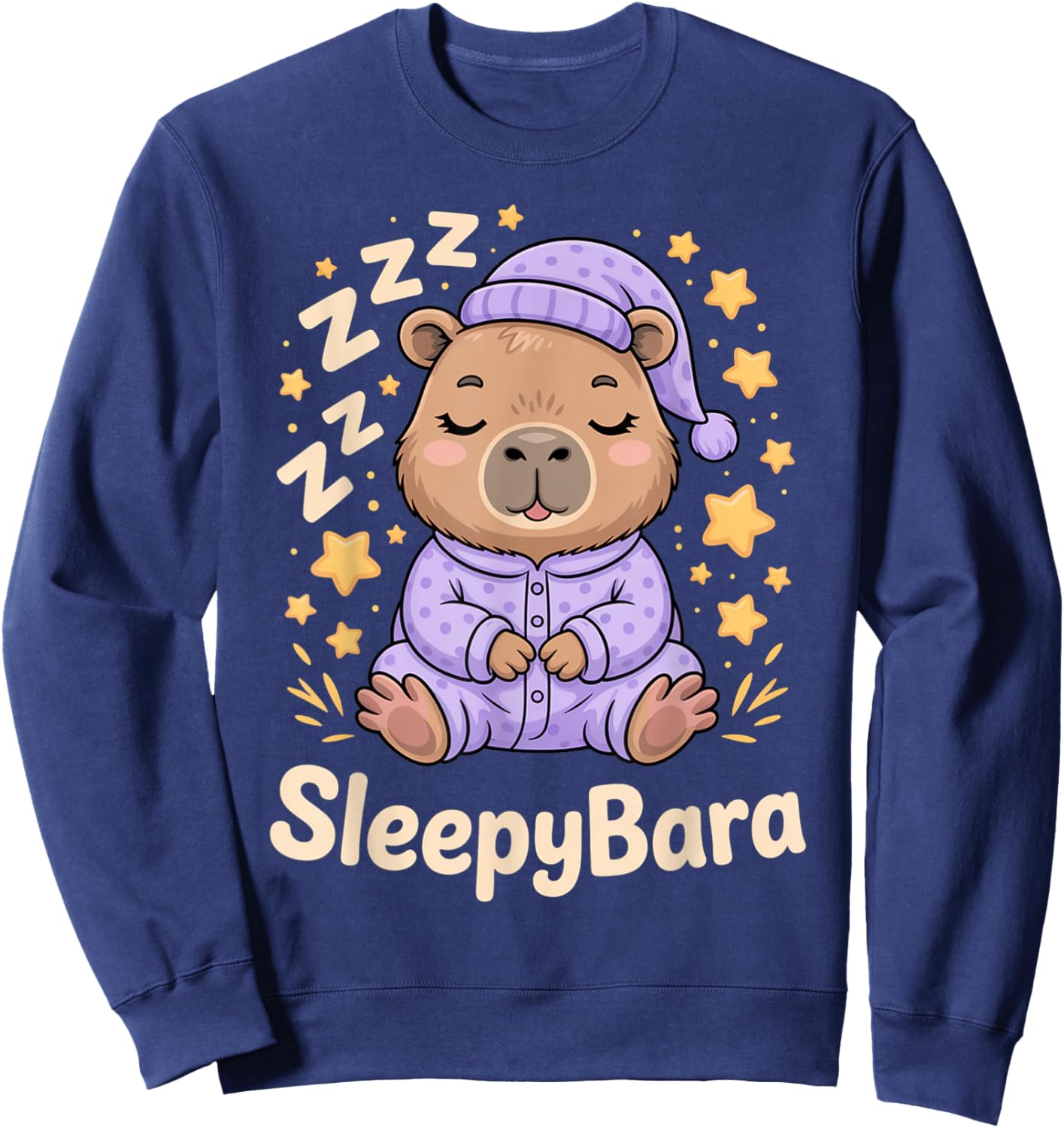Sleepybara Capybara Pajamas Zzz Bedtime Night Cute Kawaii Sweatshirt - Sweatshirt | Navy