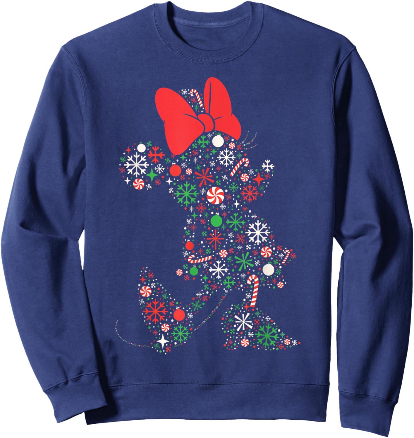 Disney Minnie Mouse Christmas Holiday Icon Filled Silhouette Sweatshirt - Sweatshirt | Navy
