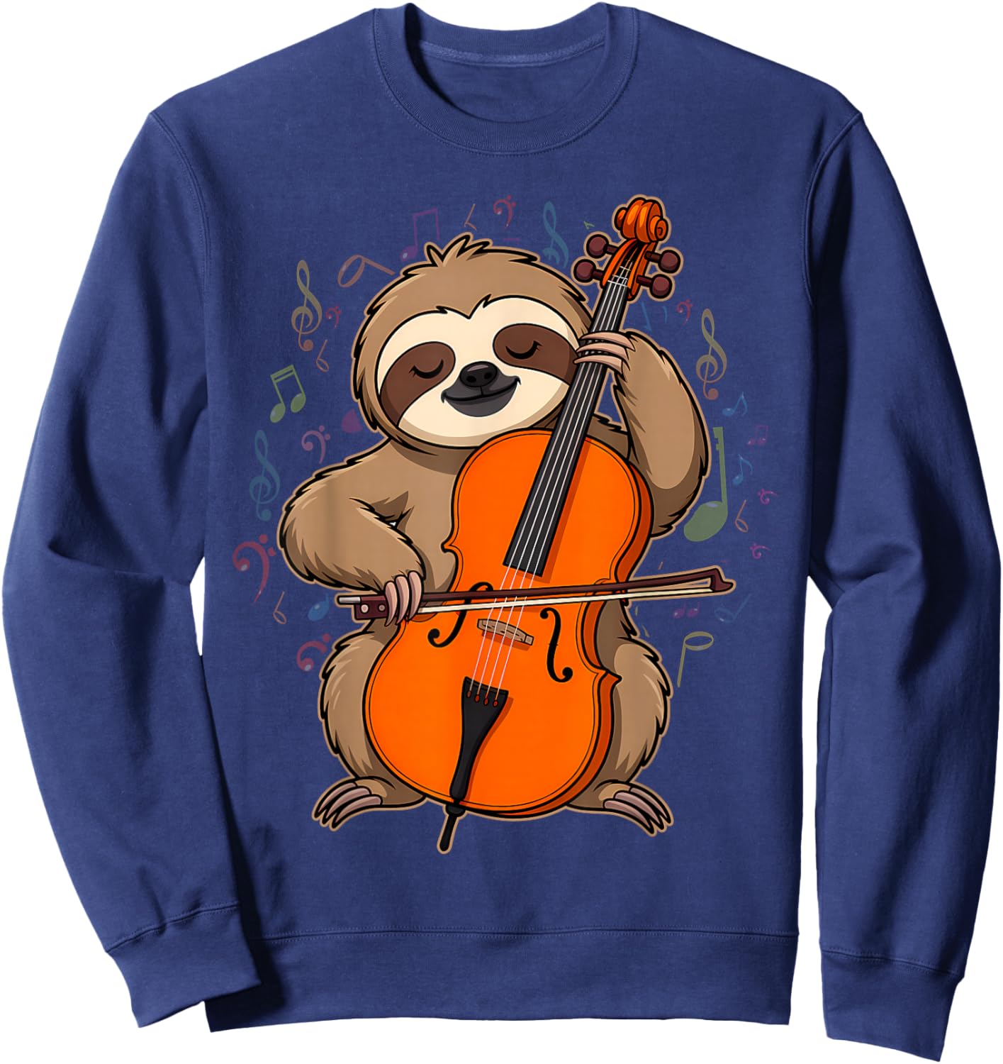 Cellist Sloth Cello Player Orchestra Music Animal Sweatshirt - Sweatshirt | Navy