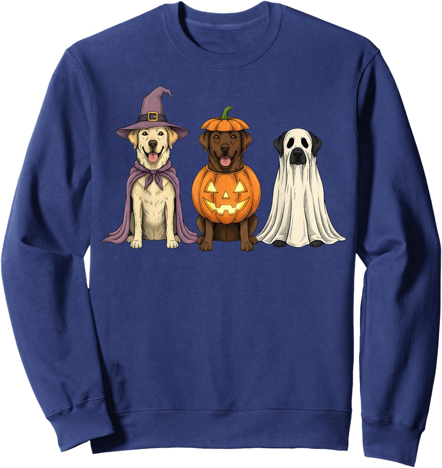 Spooky Ghost Labrador Retriever Pumpkin Halloween Dog Lover Sweatshirt - Sweatshirt | Navy