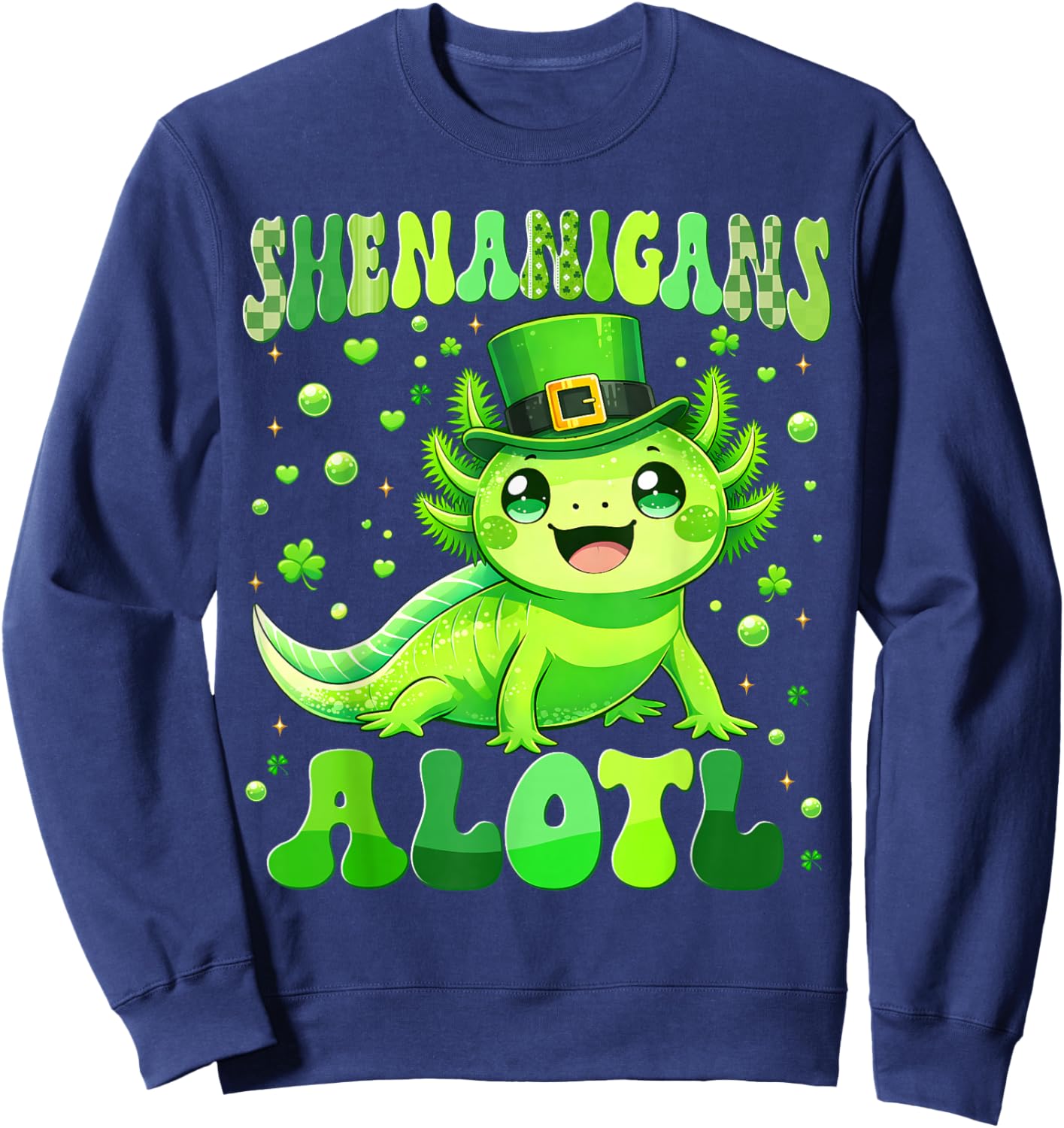 Funny Shenanigans Alotl Axolotl St Patricks Day Boy Kid Sweatshirt - Sweatshirt | Navy
