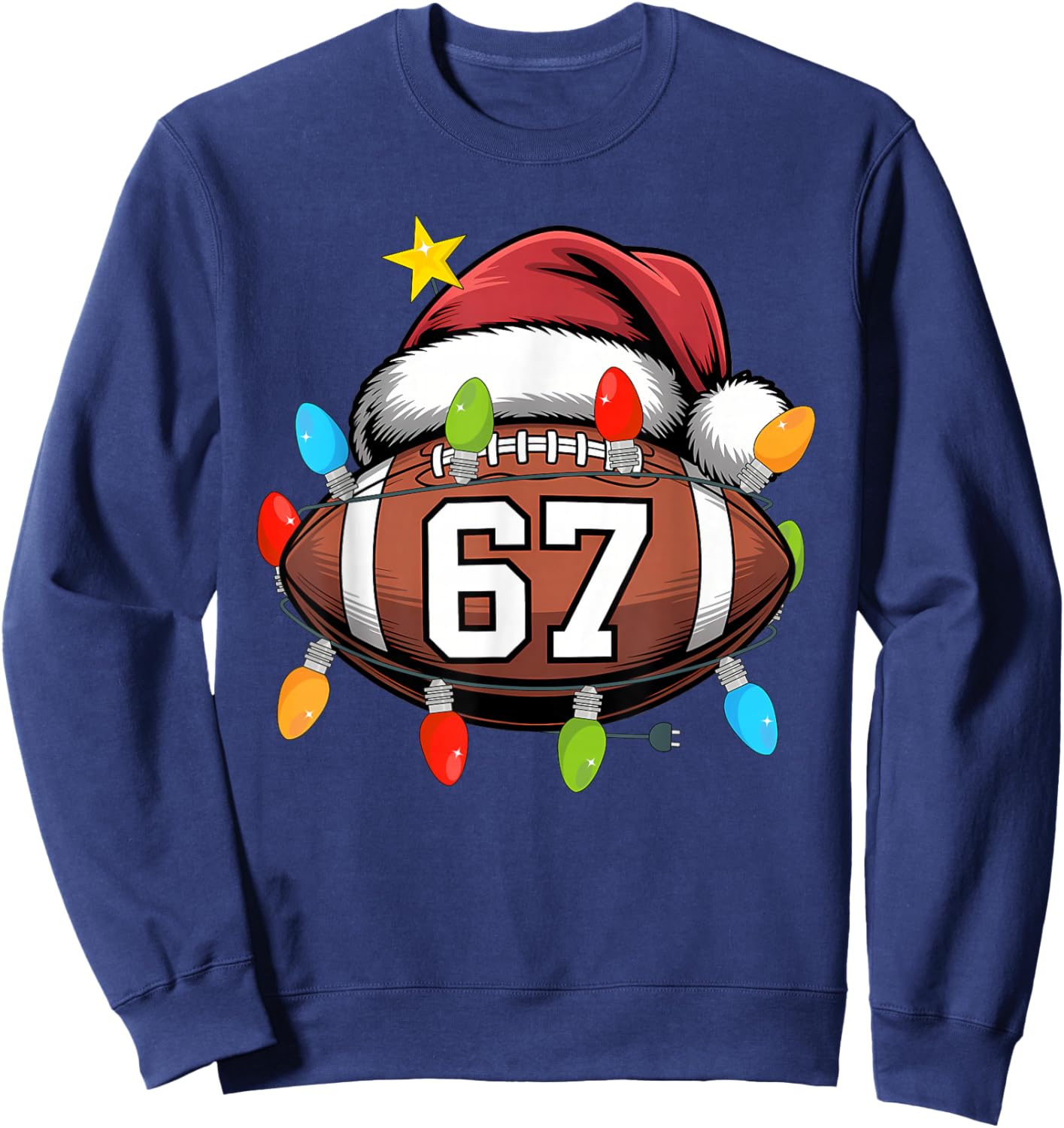 Christmas 67 Meme Football Santa Hat Funny Xmas Boys Men Sweatshirt - Sweatshirt | Navy