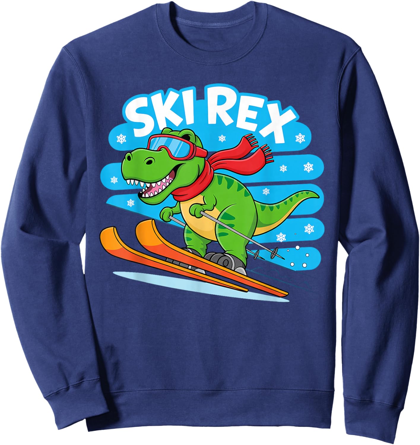 Ski Rex Funny Skiing Dinosaur Winter Sports Design for Kids Sweatshirt - Sweatshirt | Navy