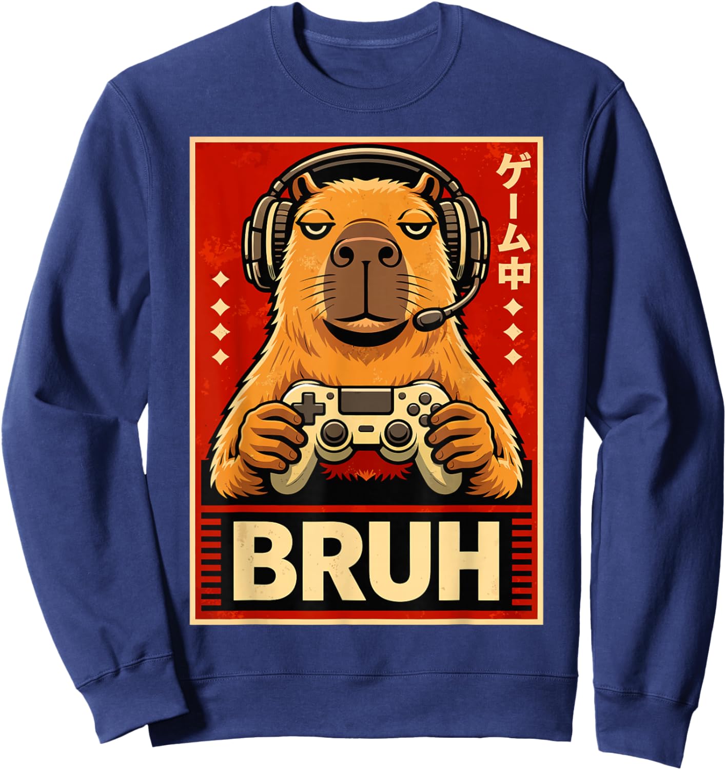 Bruh Gamer Capybara Funny Animal Gaming Design Sweatshirt - Sweatshirt | Navy