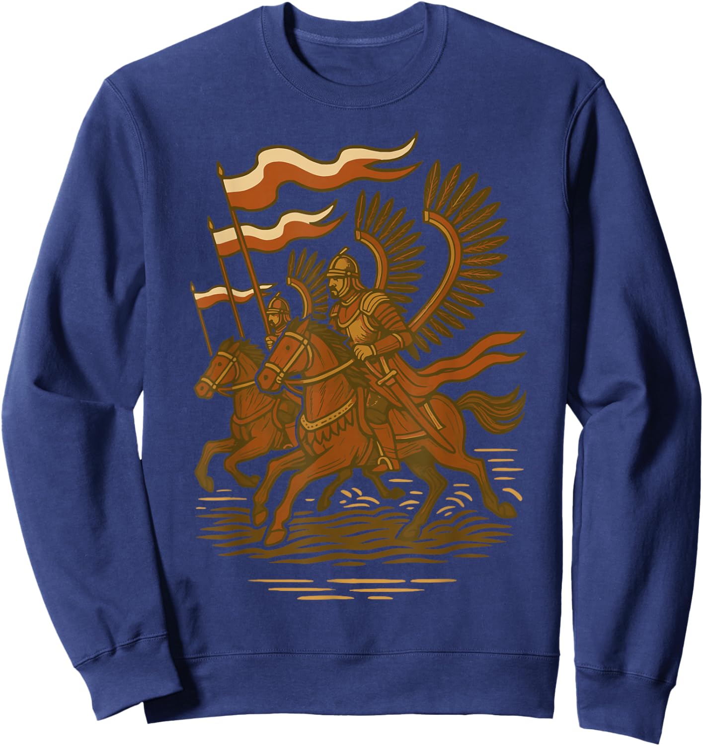 Polish Winged Hussars Charge Medieval Battle Art Sweatshirt - Sweatshirt | Navy