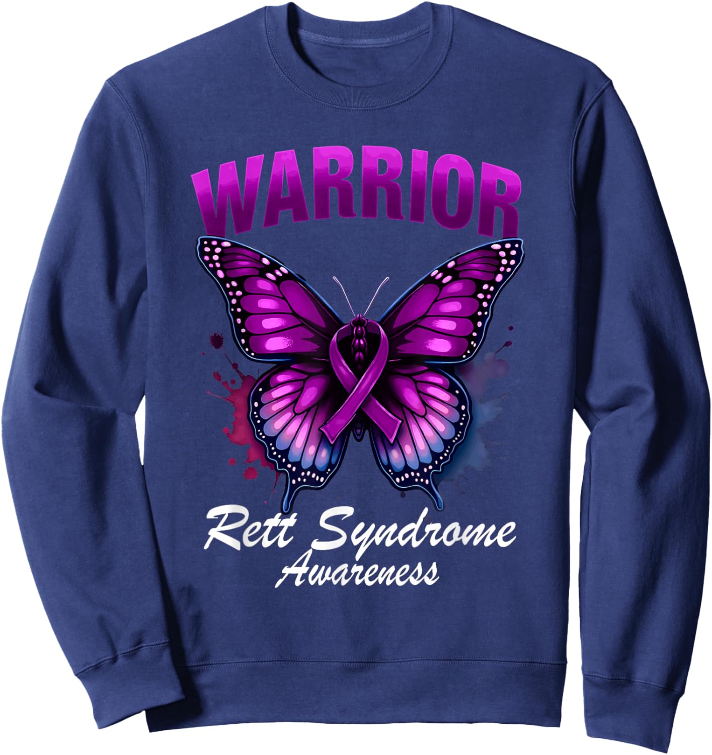 Splash Butterfly Rett Syndrome Awareness Sweatshirt - Sweatshirt | Navy