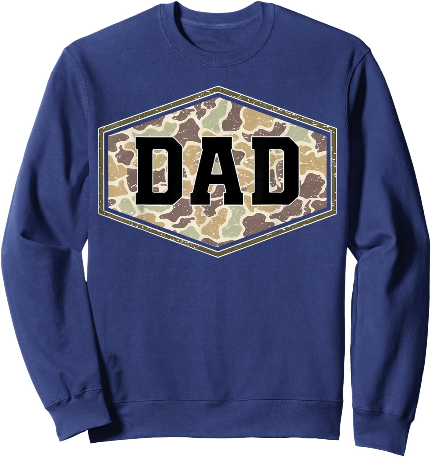 Retro Varsity Camo Dad Duck Hunting Camouflage Father’s Day Sweatshirt - Sweatshirt | Navy