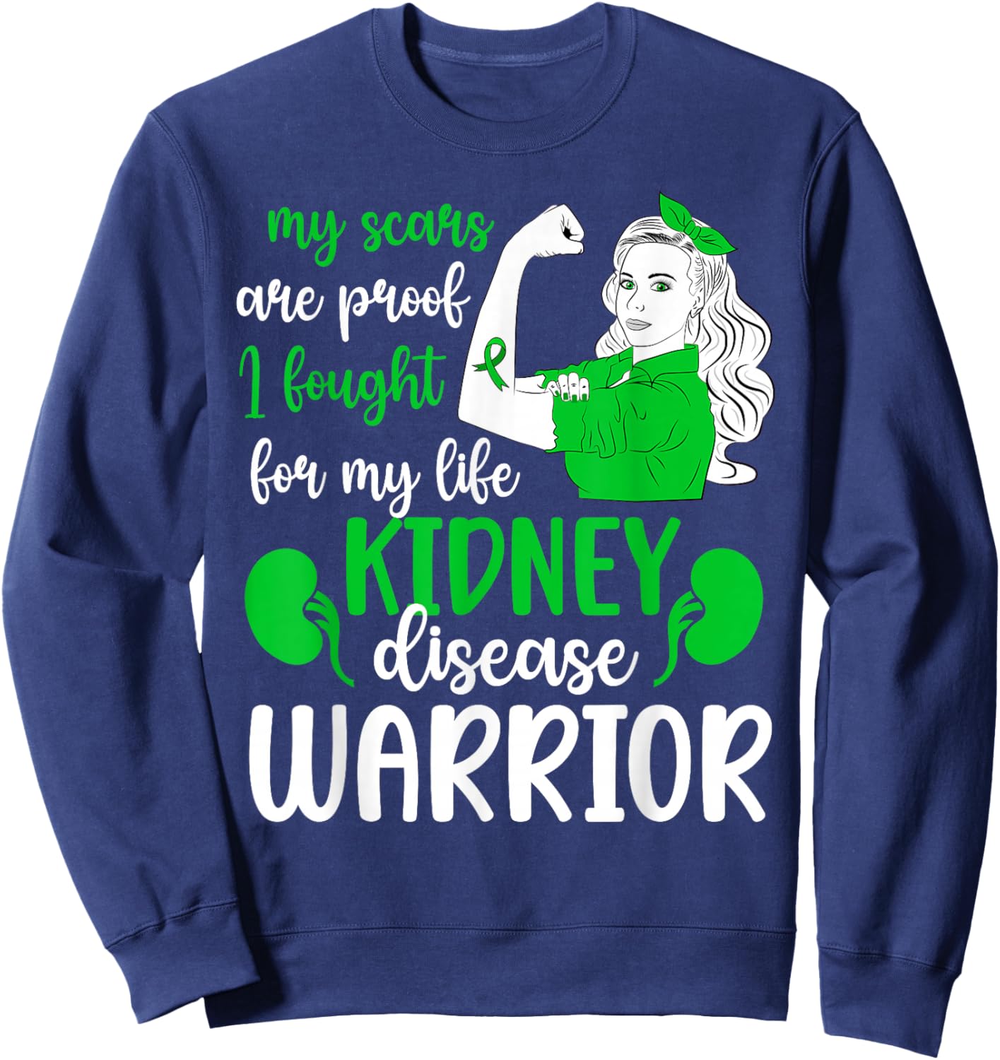 Proud Kidney Disease Warrior Kidney Disease Awareness Month Sweatshirt - Sweatshirt | Navy