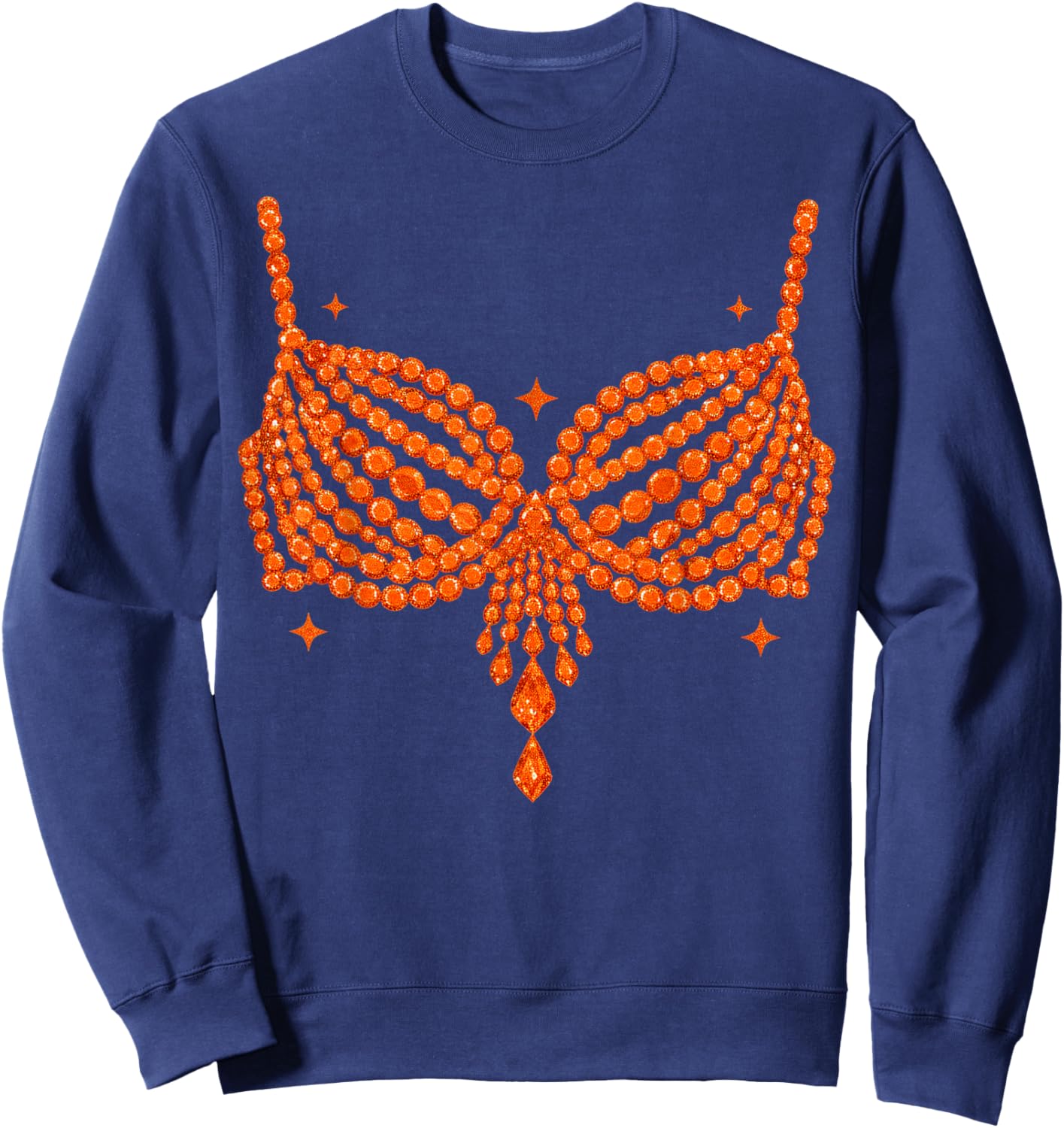 Halloween Funny Showgirl Orange Crystal Bra Lazy Costume Sweatshirt - Sweatshirt | Navy