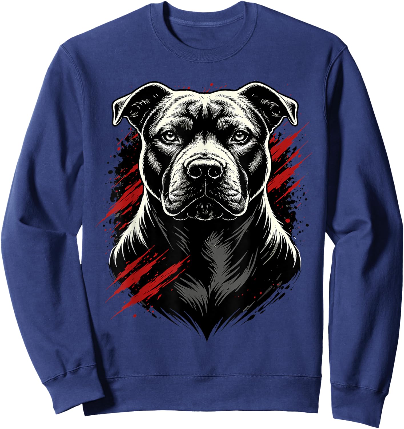 Pitbull Portrait Grunge Splatter American Bully Ink Style Sweatshirt - Sweatshirt | Navy
