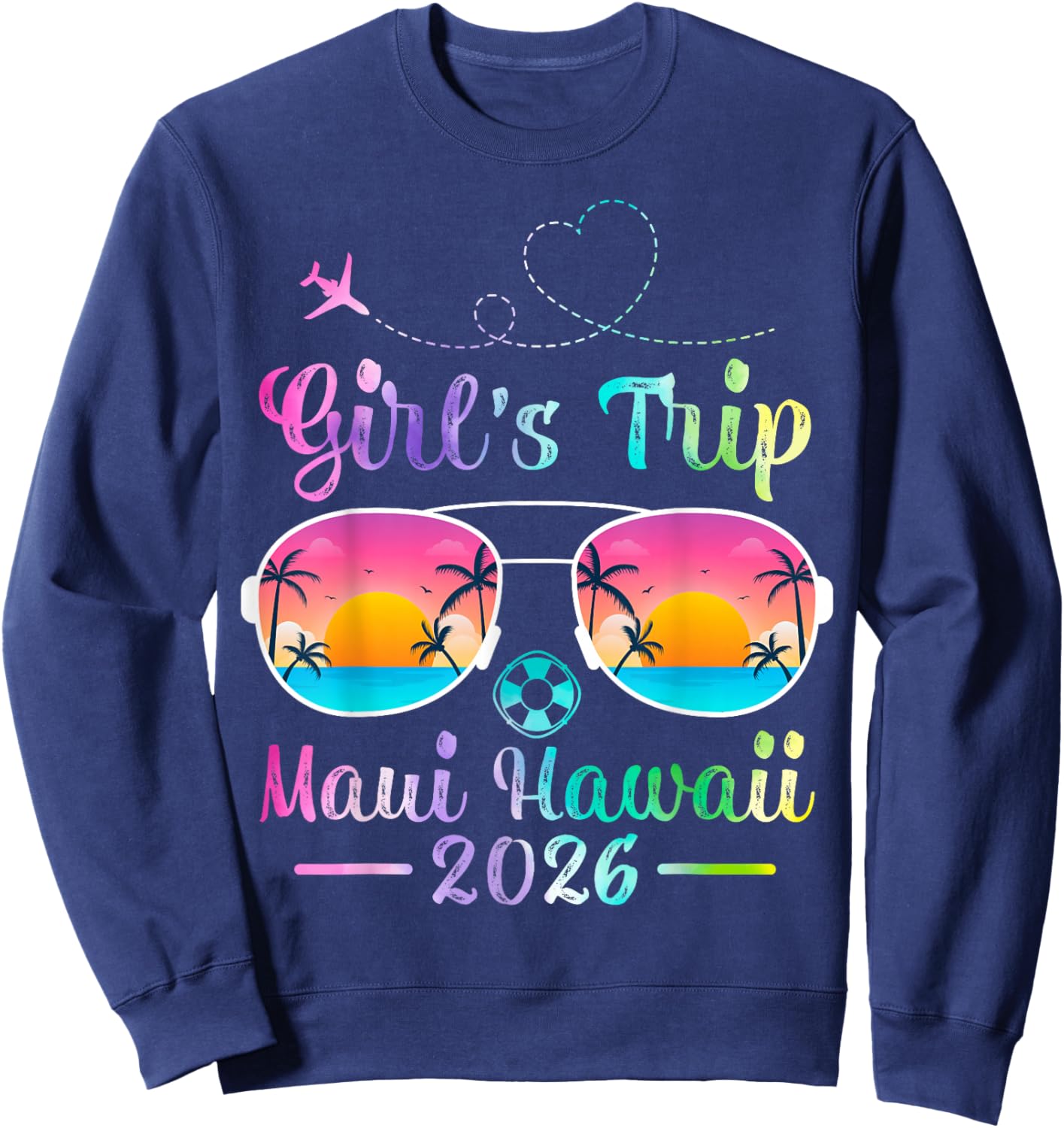 Maui Hawaii Beach Women Girls Trip 2026 Summer Vibes Sweatshirt - Sweatshirt | Navy
