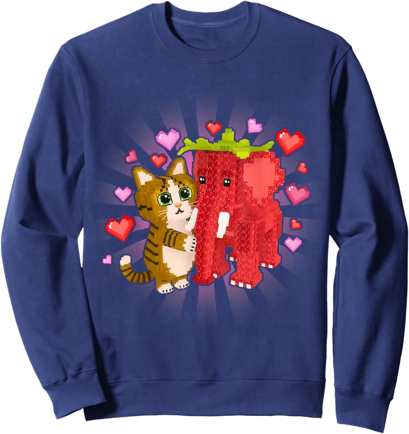 Meowl Strawberry Elephant OG Brainrot Valentine Hearts Sweatshirt - Sweatshirt | Navy