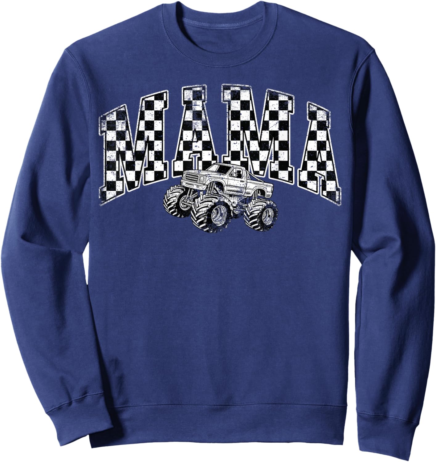 Mama Retro Monster Truck Family Crew Birthday Matching Sweatshirt - Sweatshirt | Navy