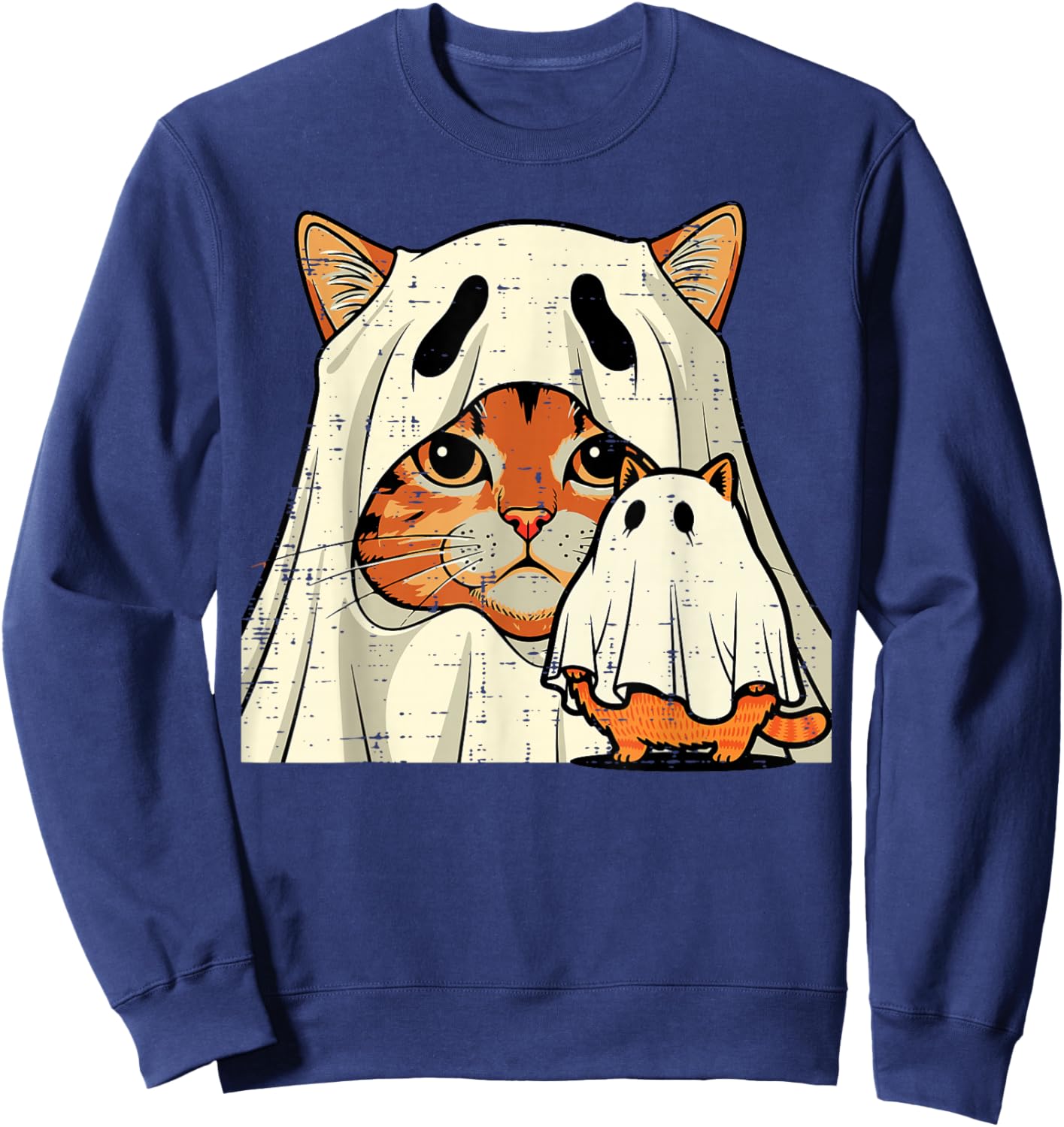 Halloween Ghost Cat Pictorial Funny Costume Women Men Kids Sweatshirt - Sweatshirt | Navy