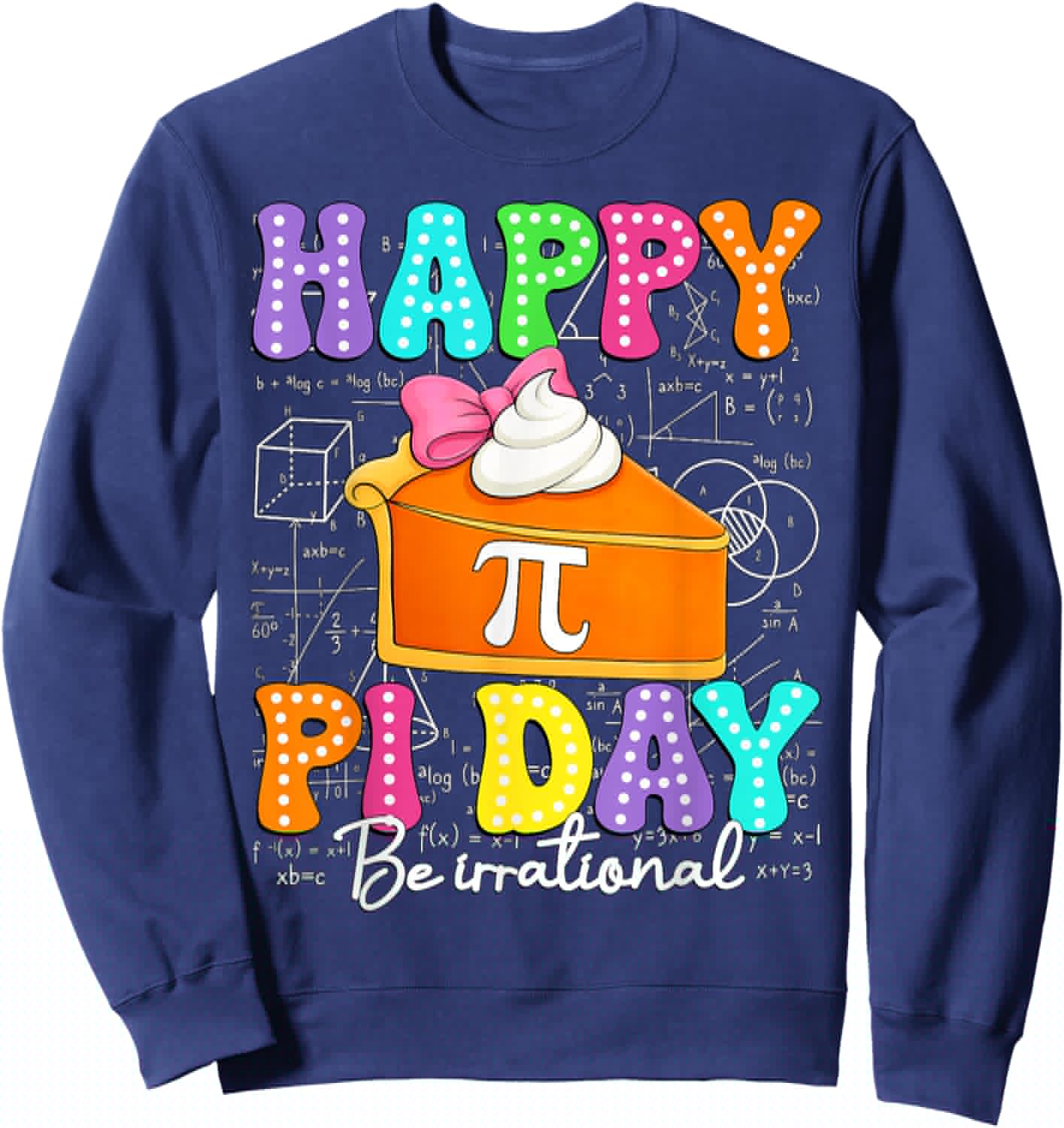 Happy Pi Day Be Irrational Funny Math Lover Coquette Bow Kid Sweatshirt - Sweatshirt | Navy