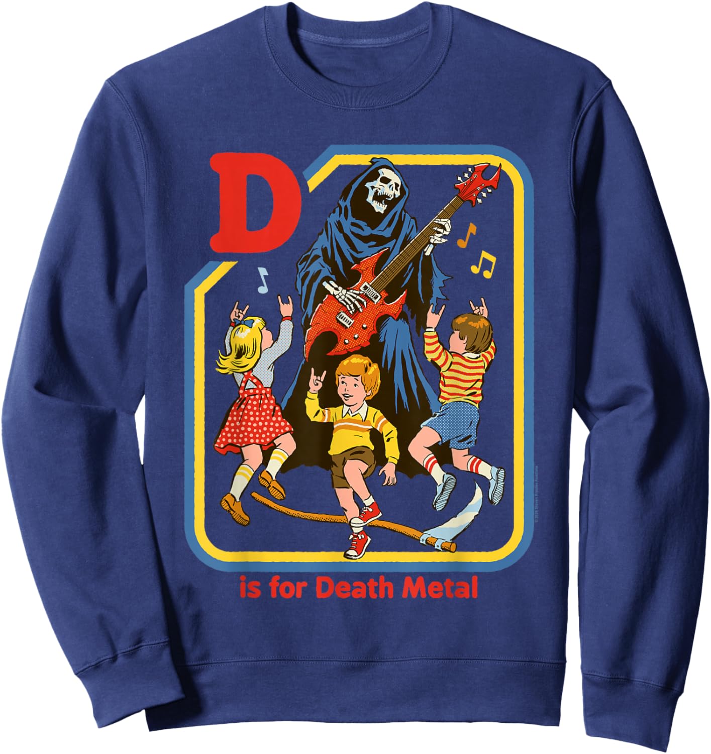 Steven Rhodes D is for Death Metal Grim Reaper Retro Humor Sweatshirt - Sweatshirt | Navy