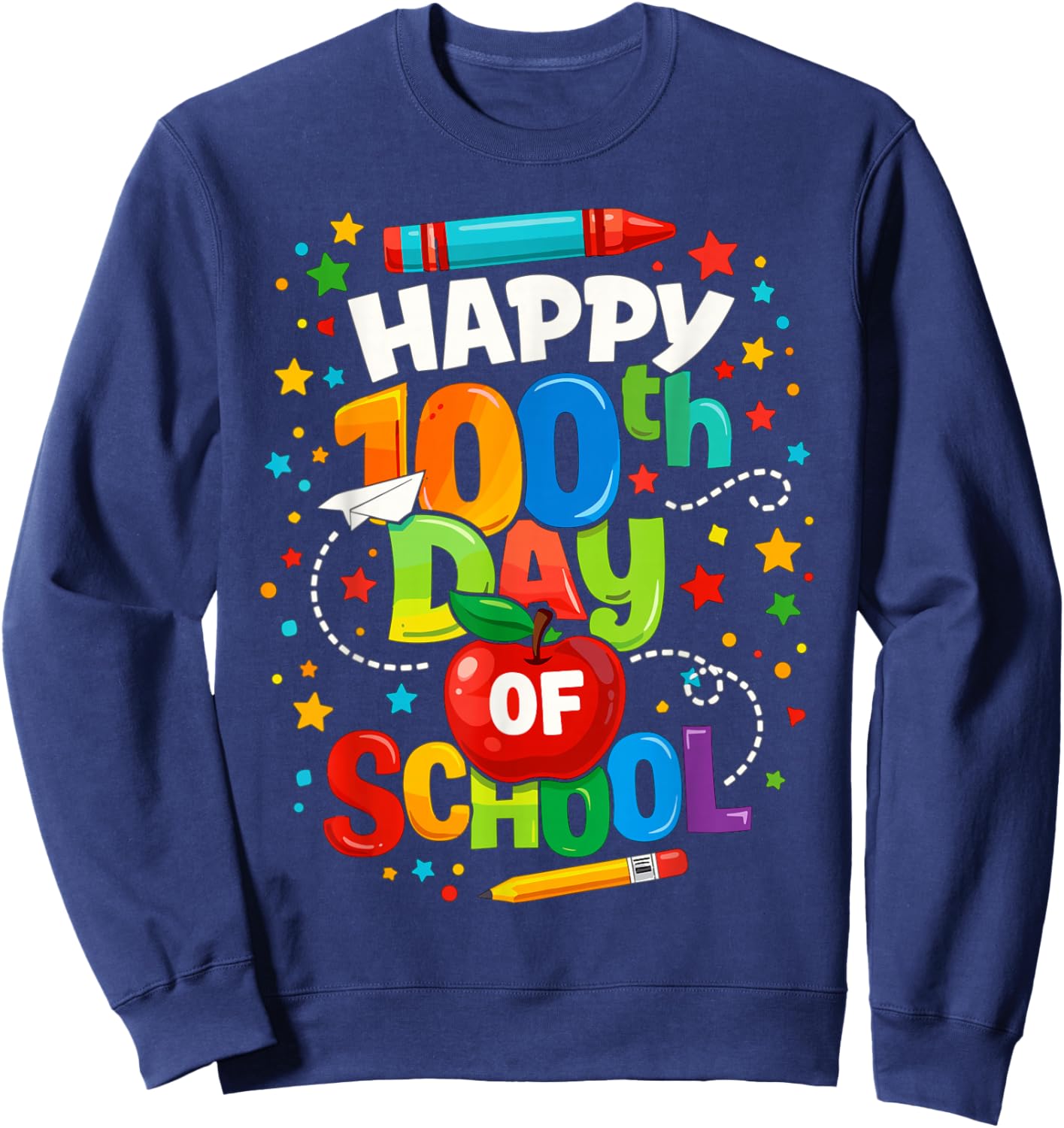 Happy 100th Day of School Cute for Kids Students Teachers Sweatshirt - Sweatshirt | Navy