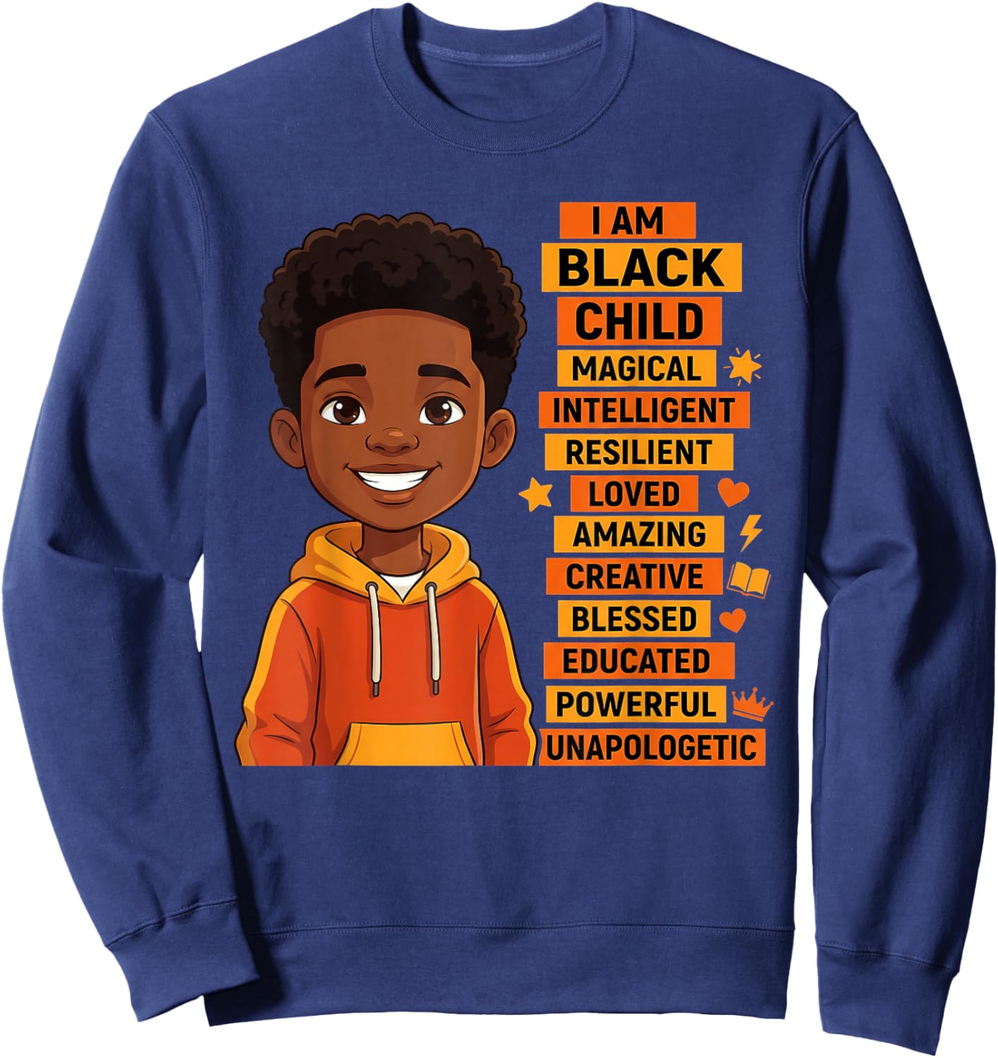 I'm Black History Month Shirt Boys Kids African American Sweatshirt - Sweatshirt | Navy