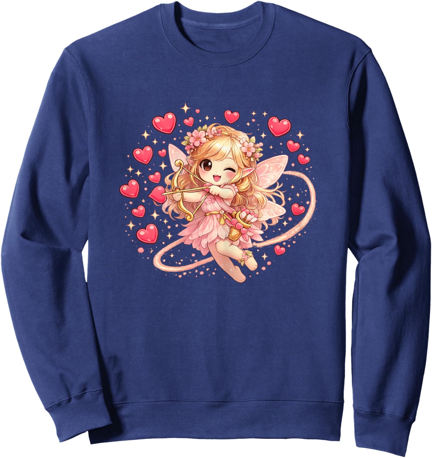 Cute Fairy Valentine Day Outfit Hearts Arrow Love for Girl Sweatshirt - Sweatshirt | Navy