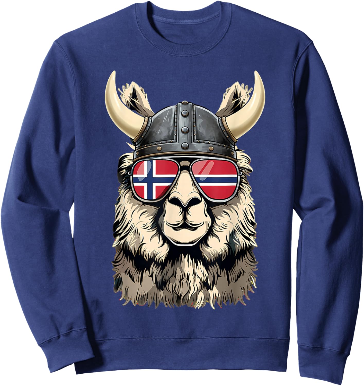 Norway Roots Llama Alapaca Norwegian Flag Norge Sweatshirt - Sweatshirt | Navy