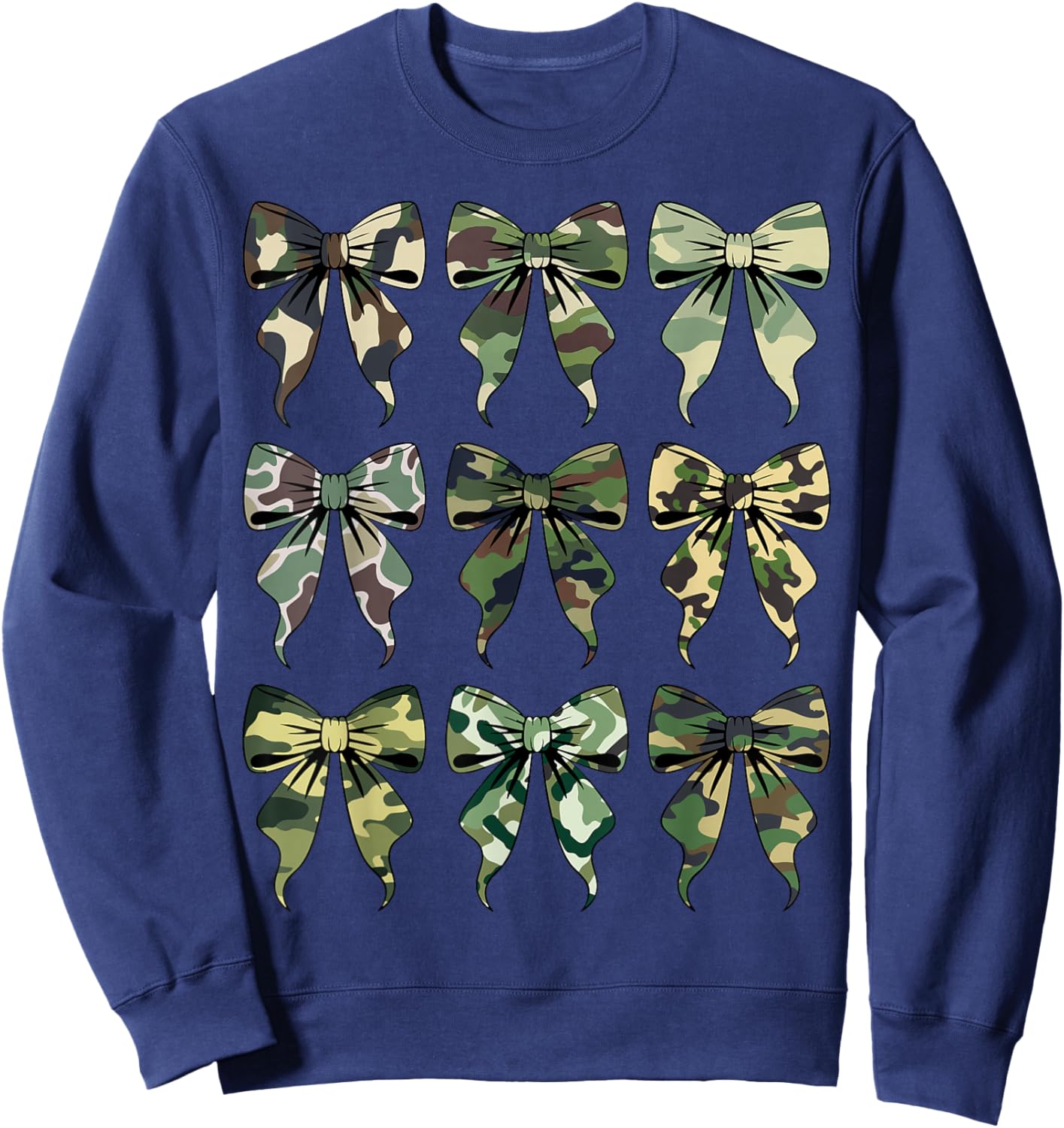 Camouflage Coquette Bow Women Girls Kids Hunting Hunter Camo Sweatshirt - Sweatshirt | Navy