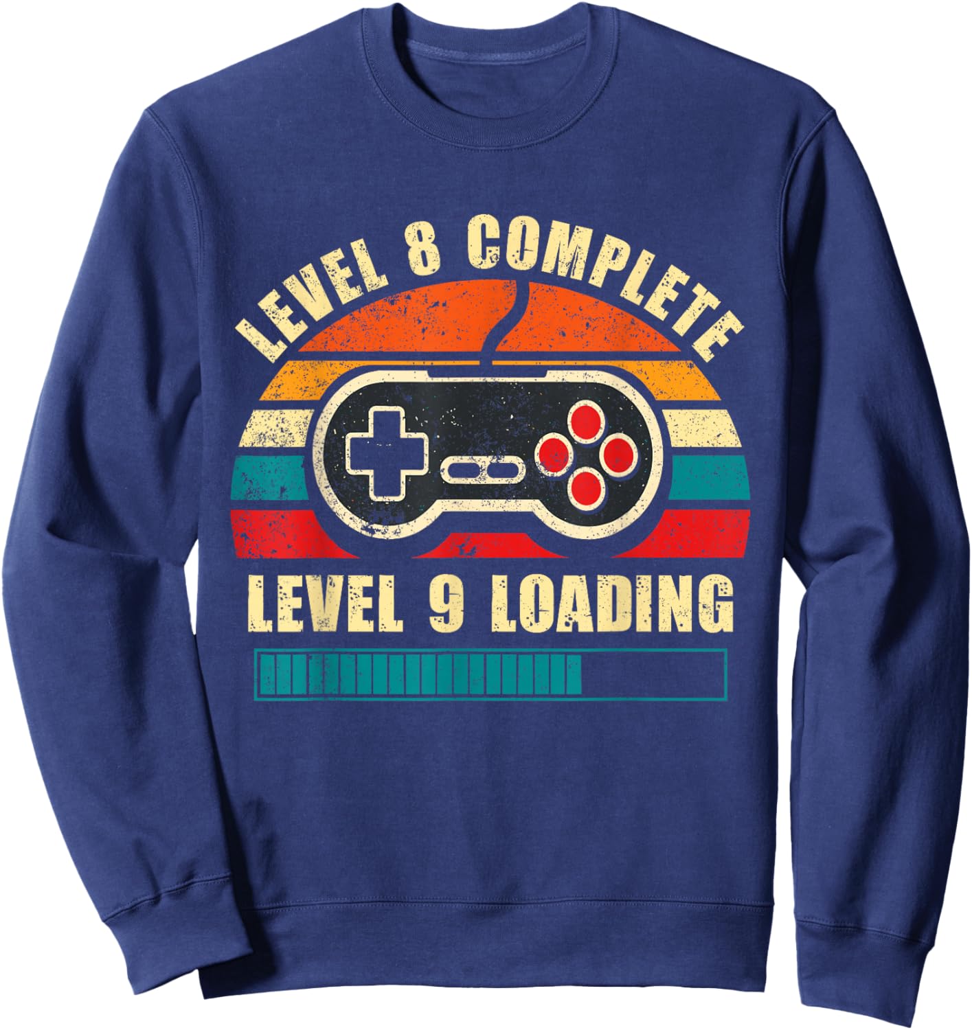 8th Anniversary Level 8 Complete Vintage Gaming Couple Sweatshirt - Sweatshirt | Navy