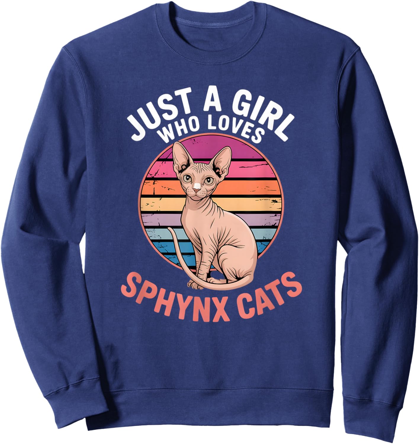 Girls Sphynx Cat Sweatshirt - Sweatshirt | Navy