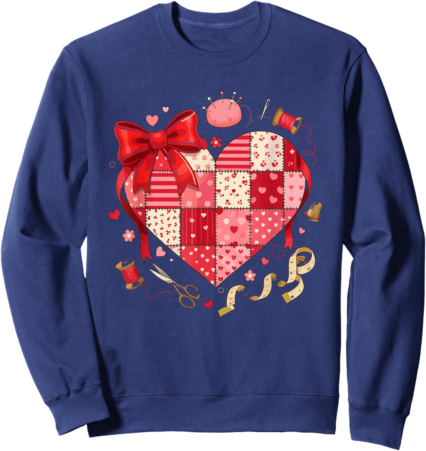 Patchwork Heart Quilting Vintage Country Charm Sweatshirt - Sweatshirt | Navy