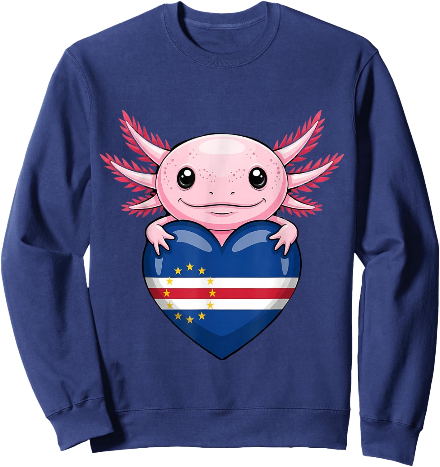 Cape Verde Roots Axolotl Cabo Verde Cape Verdean Flag Sweatshirt - Sweatshirt | Navy