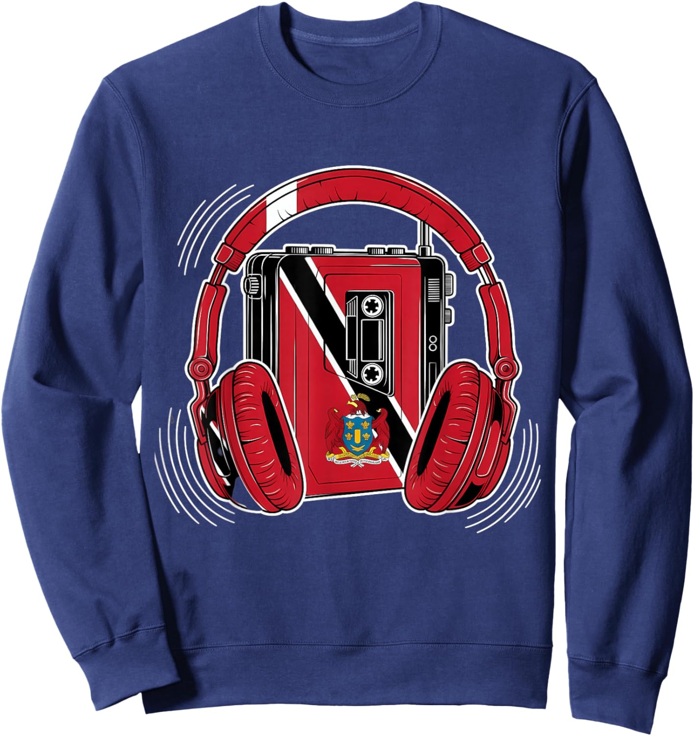 Trinidad and Tobago Flag Headphones Trini Roots Trinidadian Sweatshirt - Sweatshirt | Navy