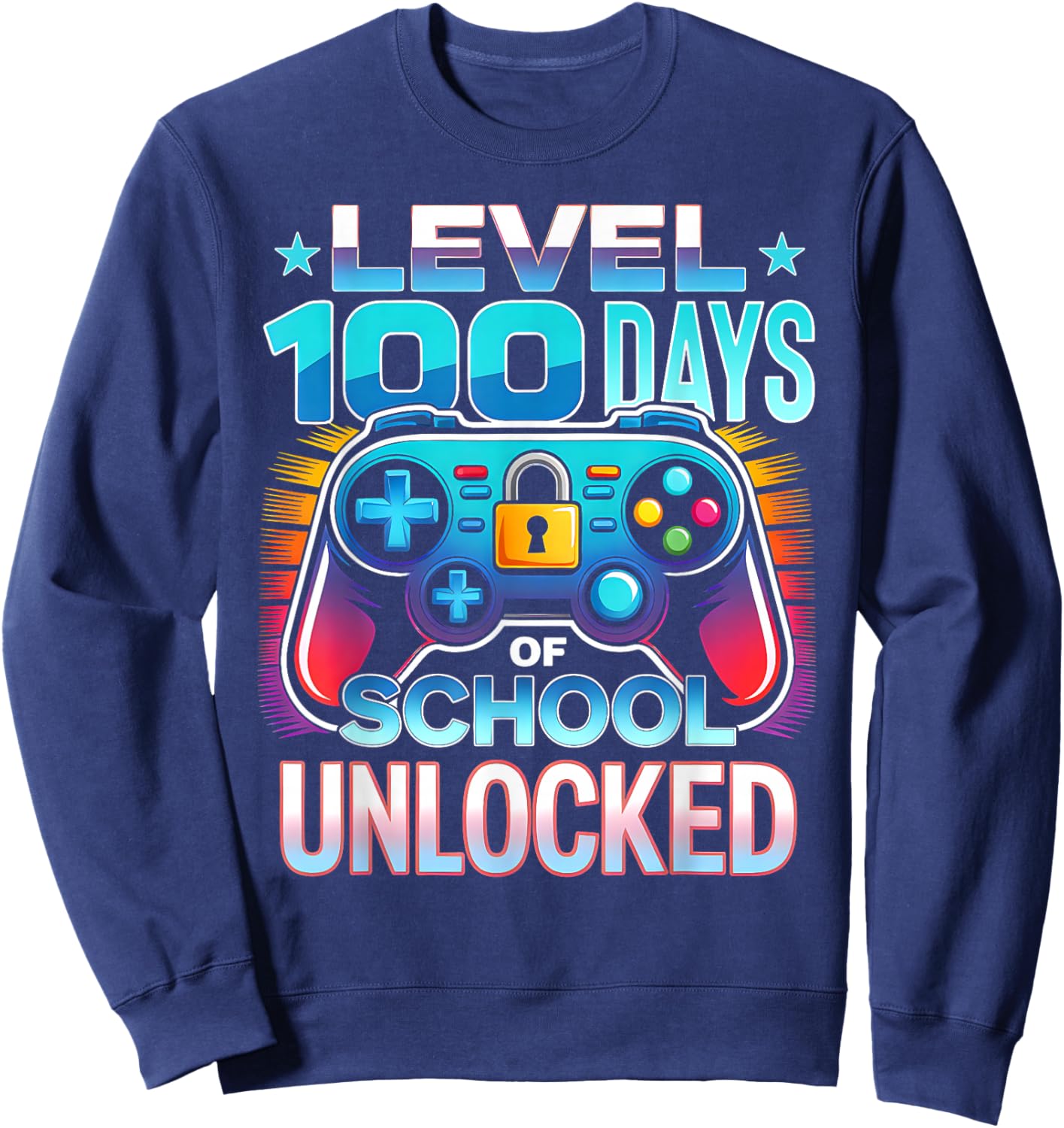 Level 100 Days of School Unlocked 100th Day of School Boys Sweatshirt - Sweatshirt | Navy