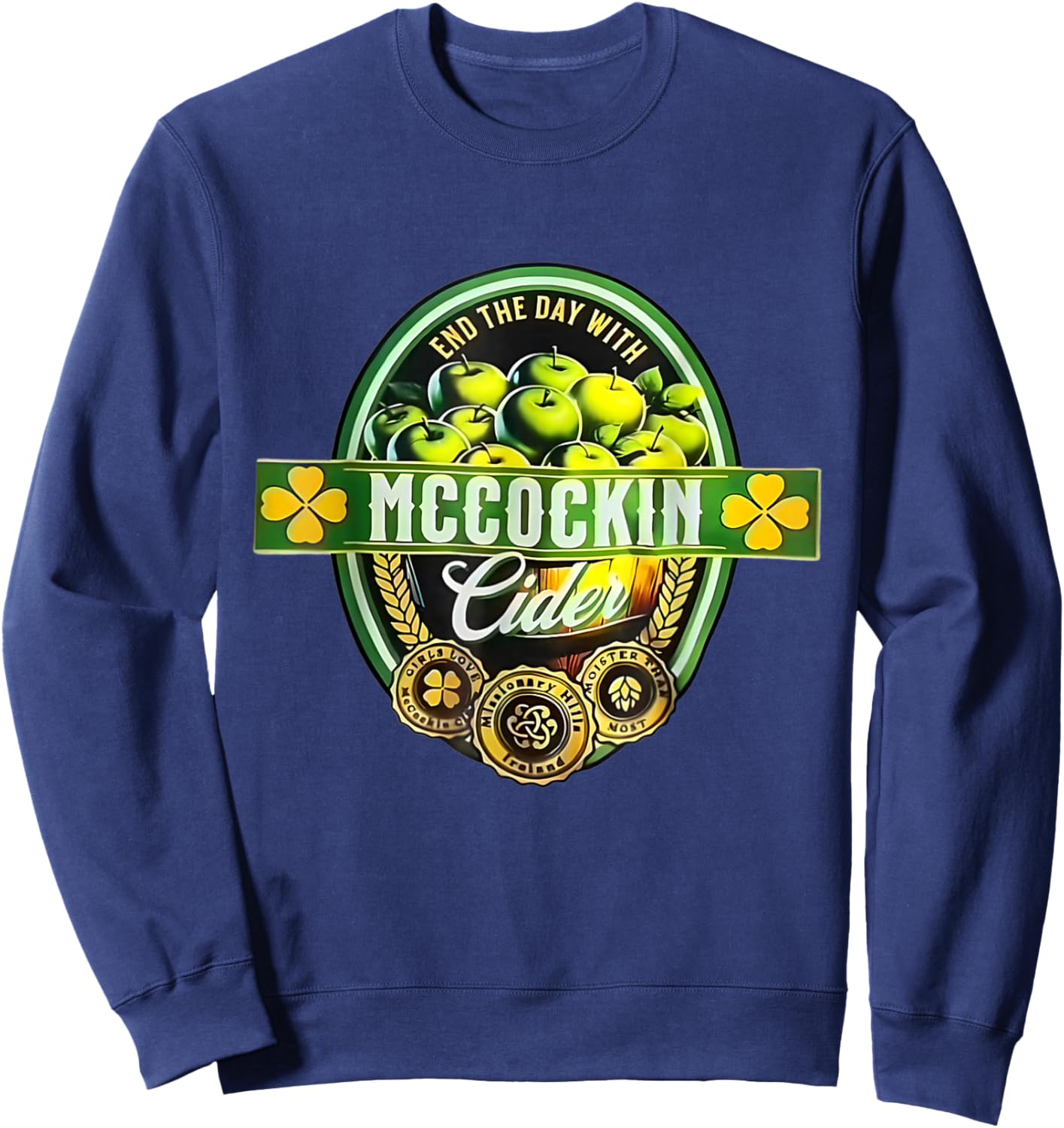 Vintage Maccockin Cider Funny St Patrick's Day Sweatshirt - Sweatshirt | Navy