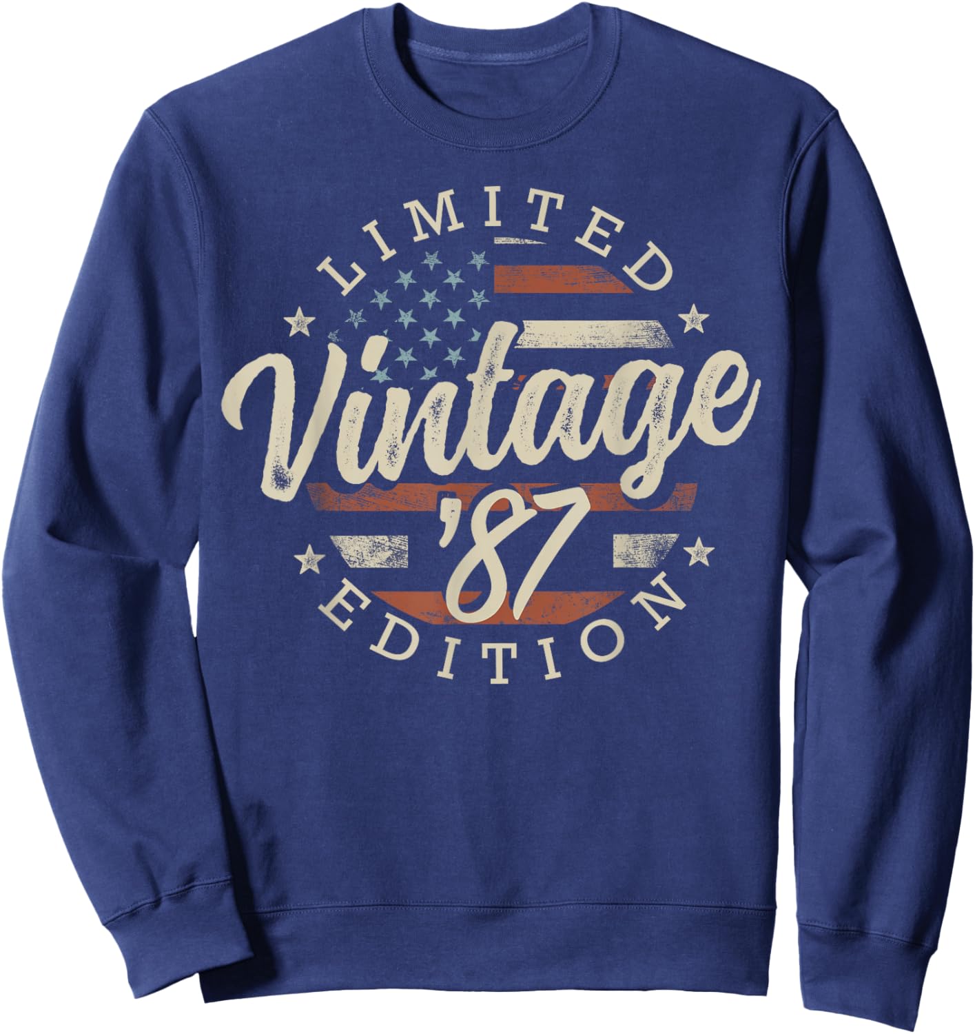 Vintage 1987 Limited Edition USA Flag 38th Birthday Sweatshirt - Sweatshirt | Navy