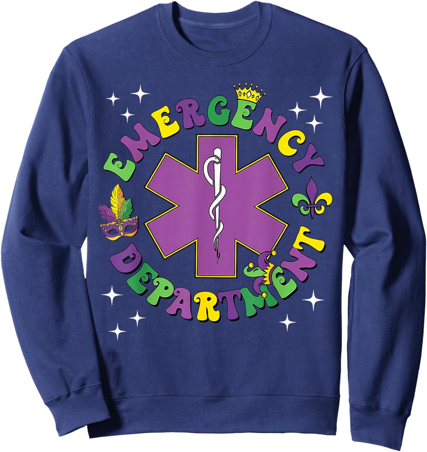 Mardi Gras Emergency Department Nurse New Orleans Nursing Sweatshirt - Sweatshirt | Navy