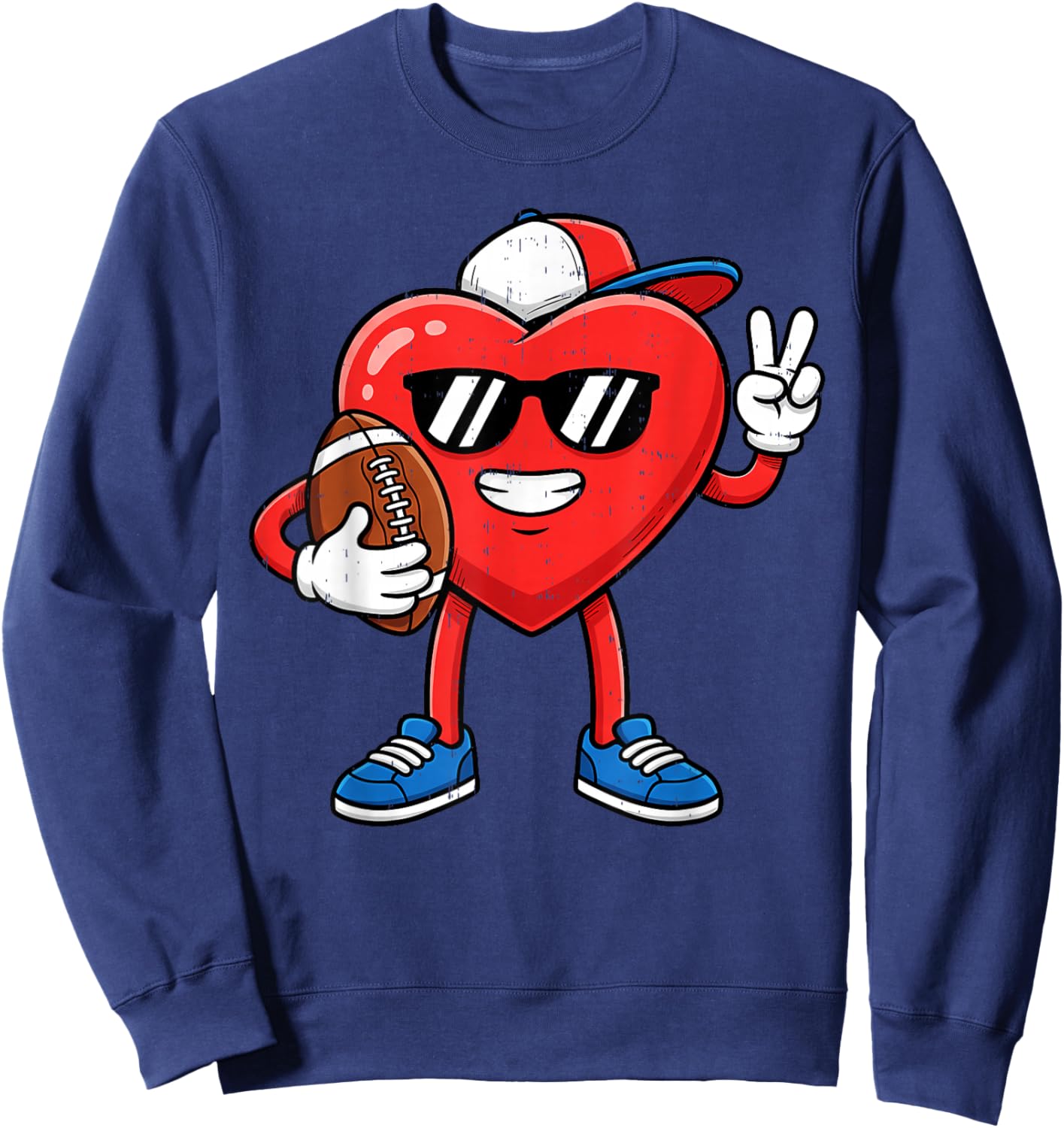 Boy Valentines Day Heart American Football Boys Men Kids Sweatshirt - Sweatshirt | Navy