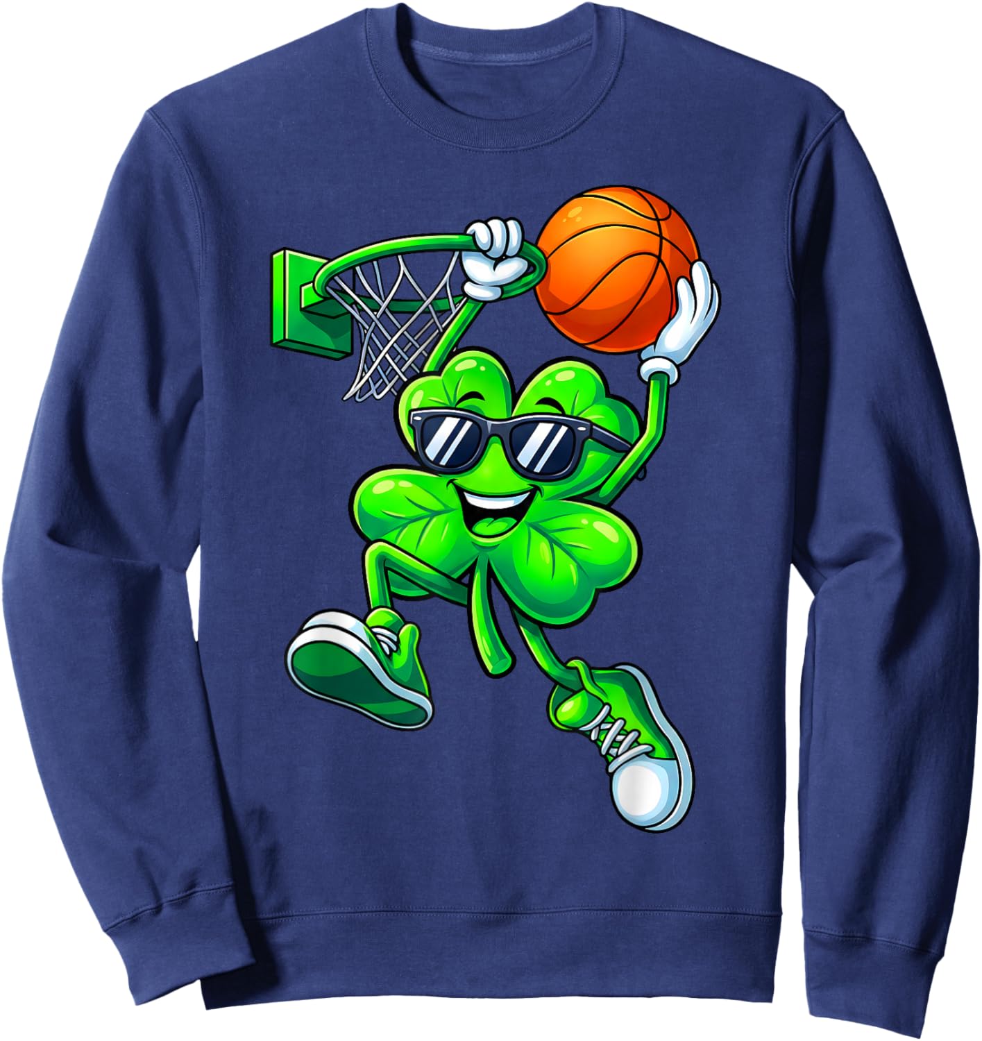 Shamrock Basketball Irish St Patricks Men Boy Kid Apparel Sweatshirt - Sweatshirt | Navy