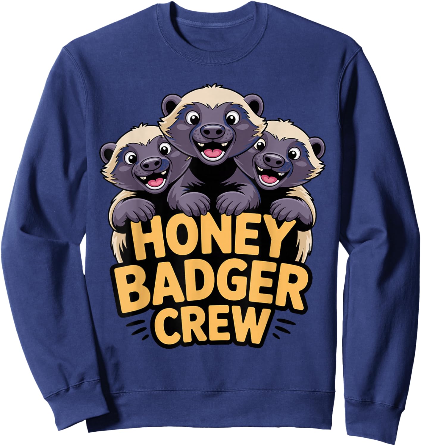 Bright Mustelid Cool Playful Vivid Black Tough Honey Badger Sweatshirt - Sweatshirt | Navy
