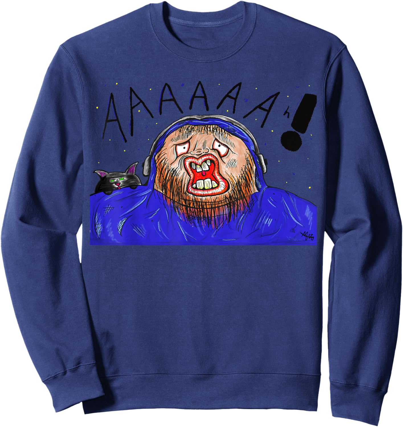Gamer with and Kitty Sweatshirt - Sweatshirt | Navy