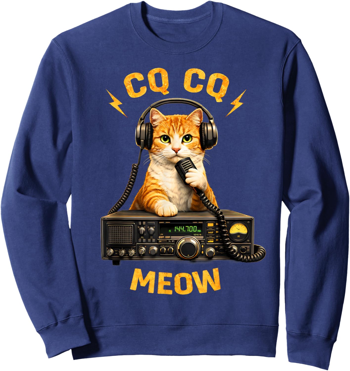 Funny Cat Ham Radio Operator Sweatshirt - Sweatshirt | Navy