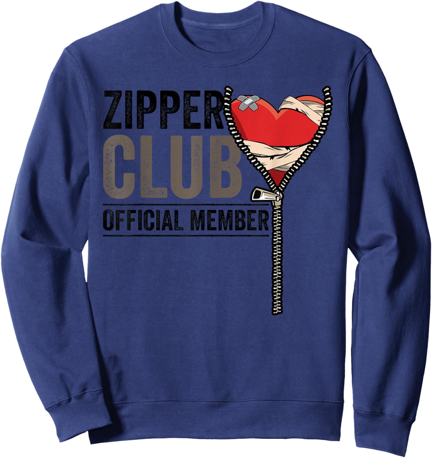 Open Heart Surgery Survivor Zipper Club Member Get Well Gift Sweatshirt - Sweatshirt | Navy